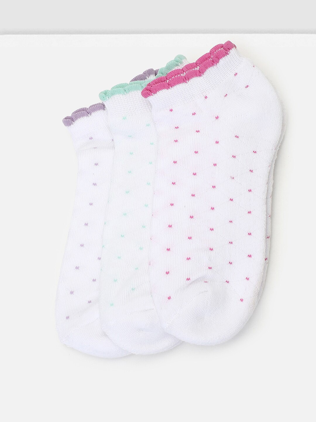 

max Girls Pack Of 3 Patterned Ankle-Length Socks, White