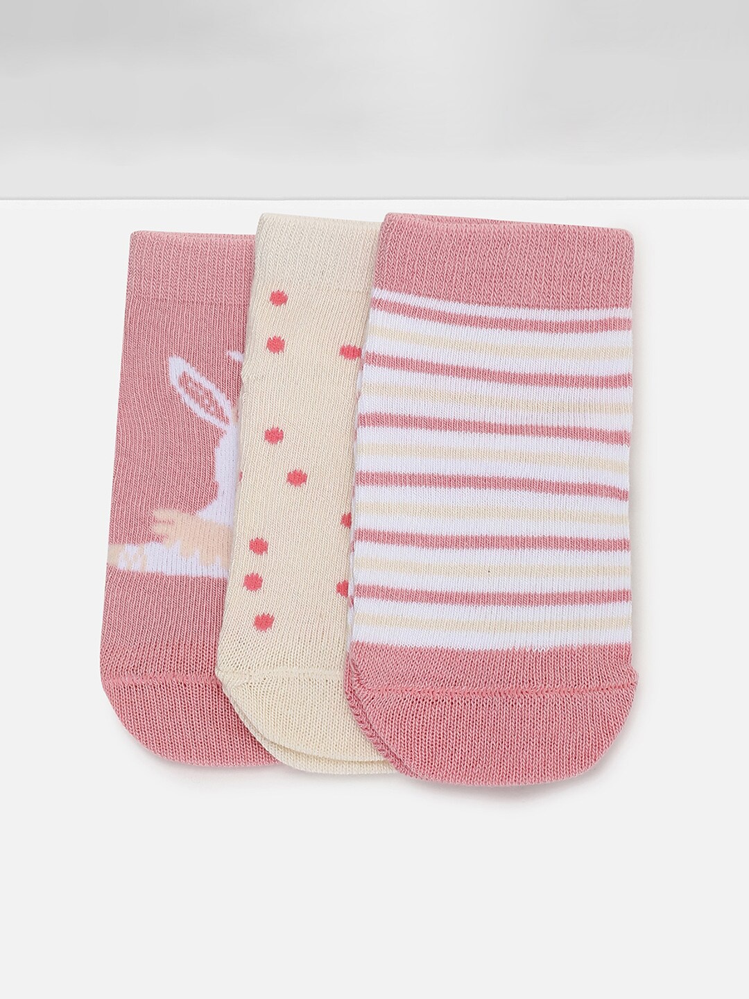 

max Girls Pack Of 3 Patterned Ankle-Length Socks, Pink