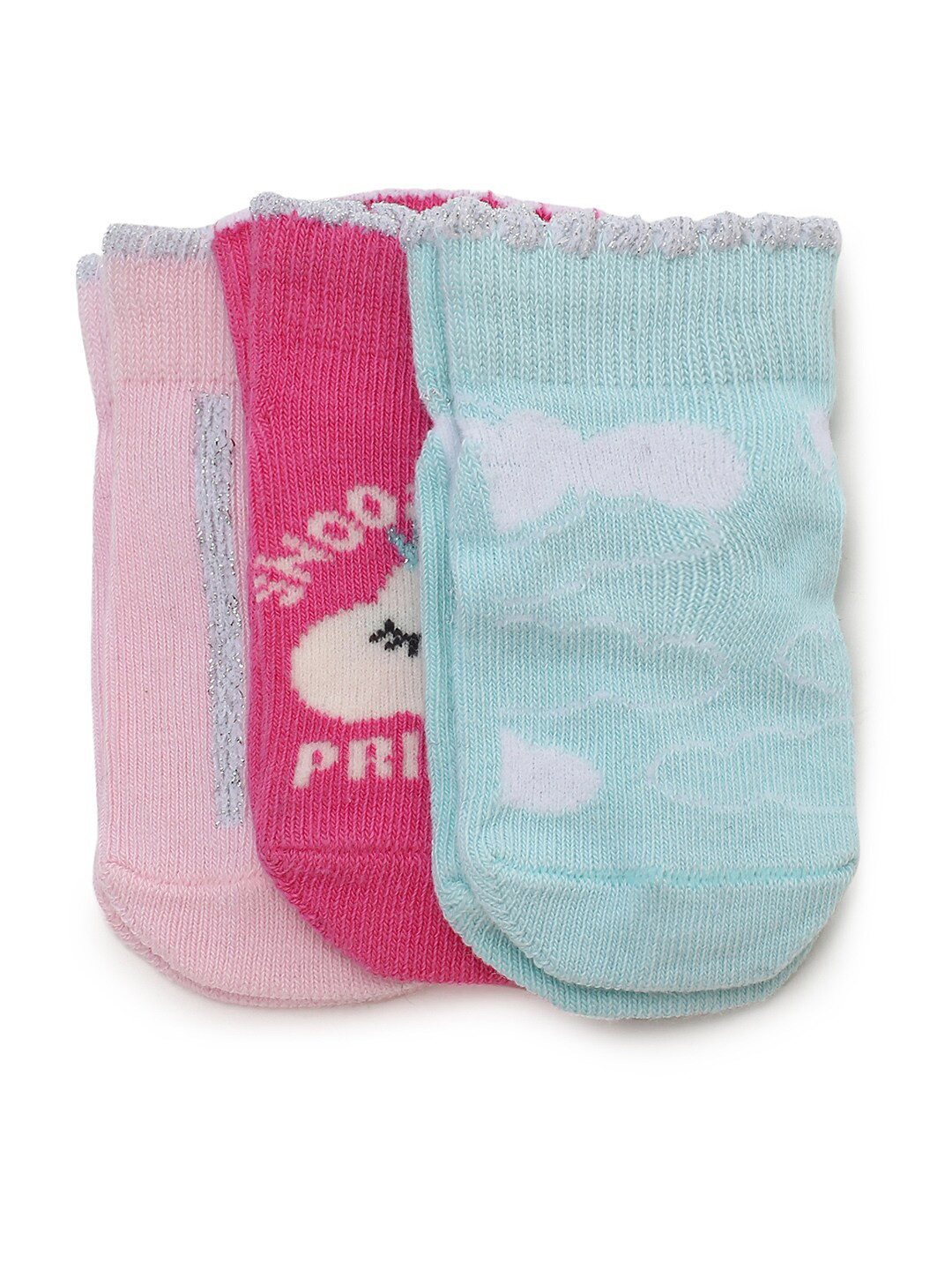 

max Girls Pack Of 3 Patterned Ankle-Length Socks, Pink