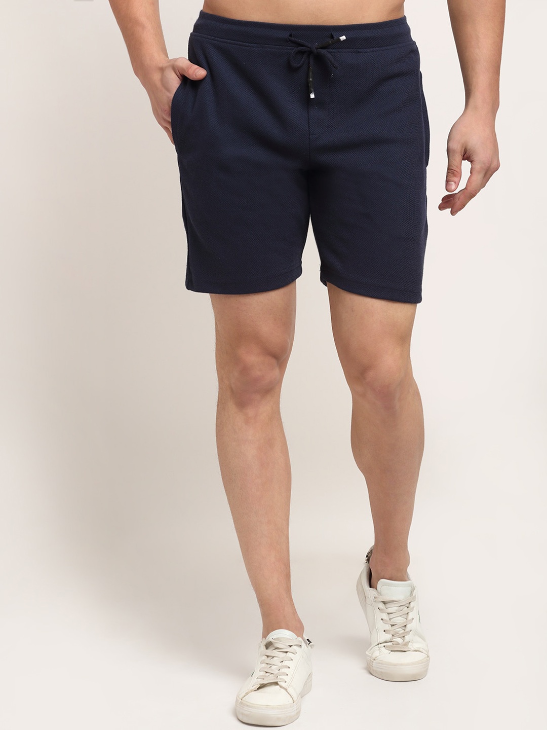 

Cantabil Mid-Rise Regular Fit Above Knee Length Shorts, Navy blue