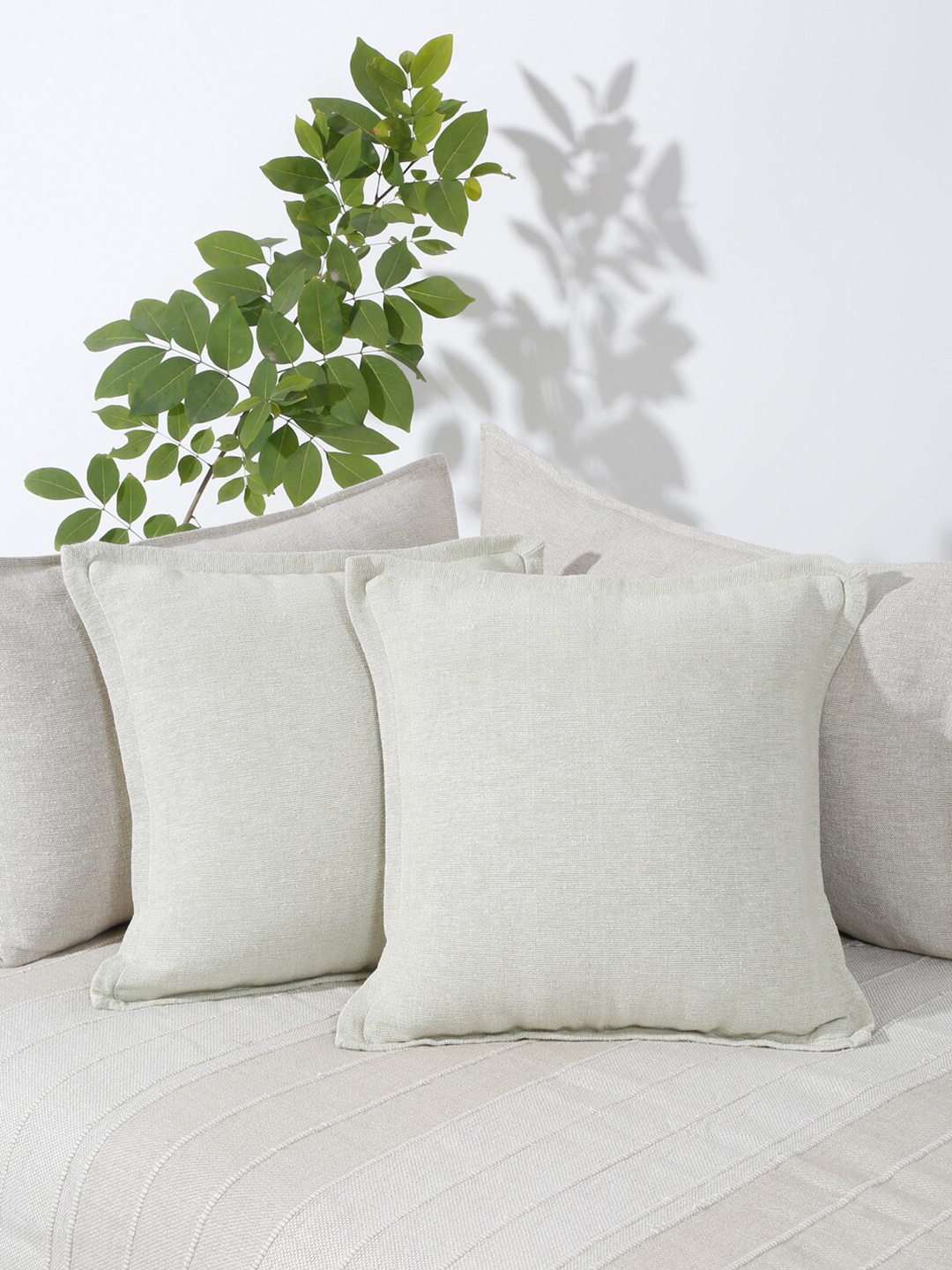 

eyda Green 2 Pieces Cotton Square Cushion Covers