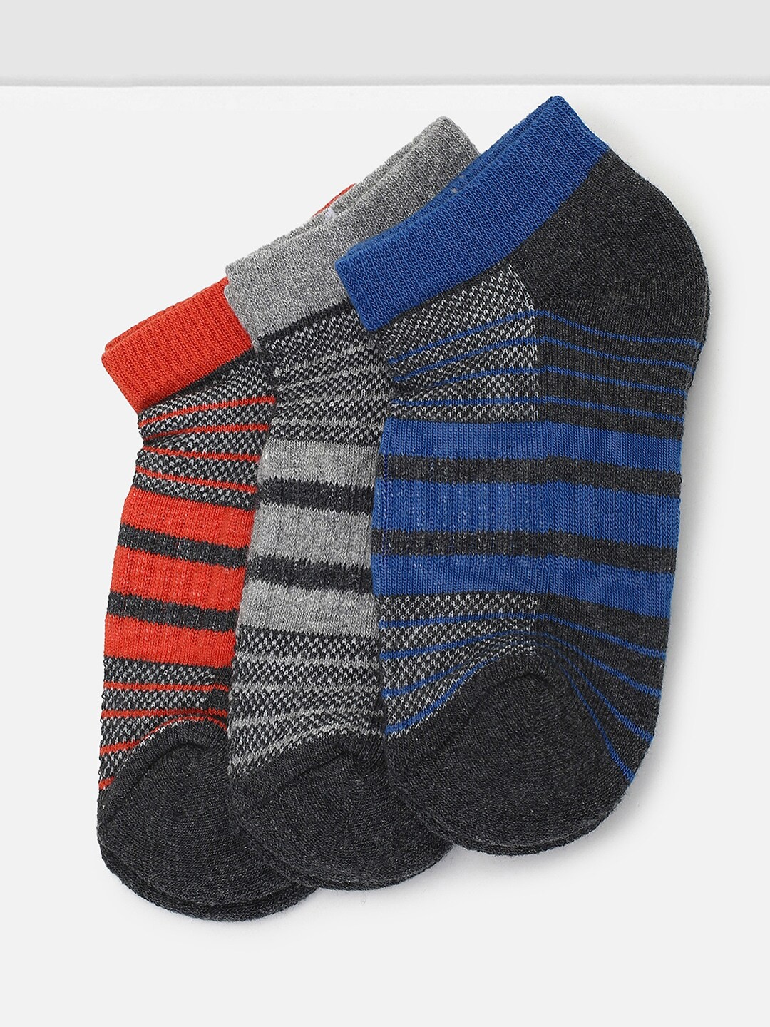 

max Boys Pack Of 3 Striped Ankle-Length Socks, Red