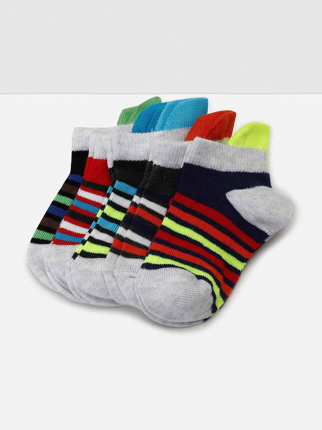 

max Infant Boys Pack Of 5 Striped Ankle-Length Socks, Grey