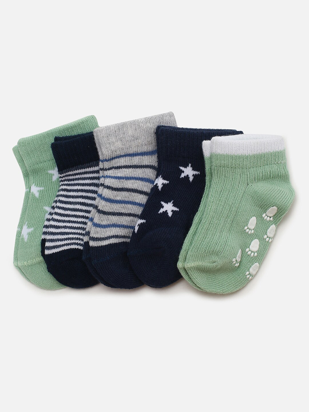 

max Boys Pack Of 5 Patterned Ankle-Length Socks, Green