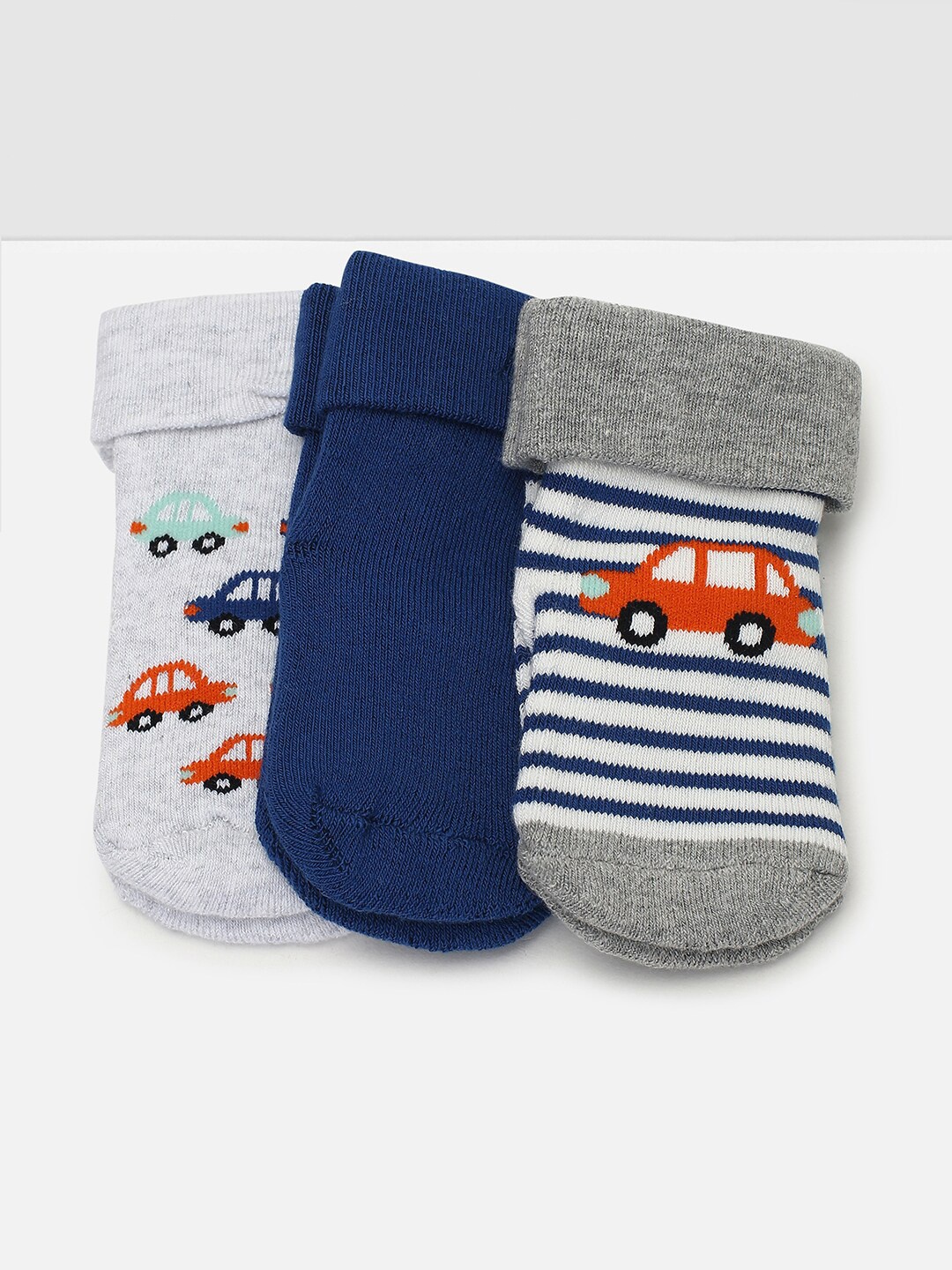 

max Infant Boys Pack Of 3 Patterned Ankle-Length Socks, Grey