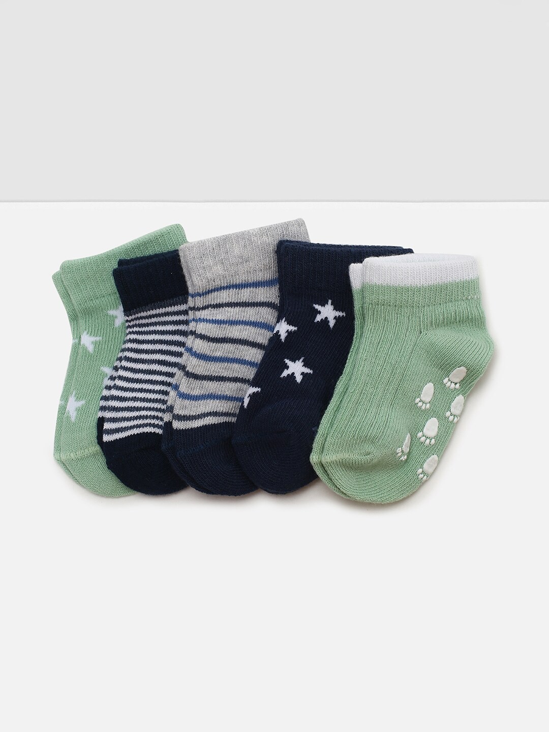 

max Boys Pack Of 5 Patterned Ankle-Length Socks, Green