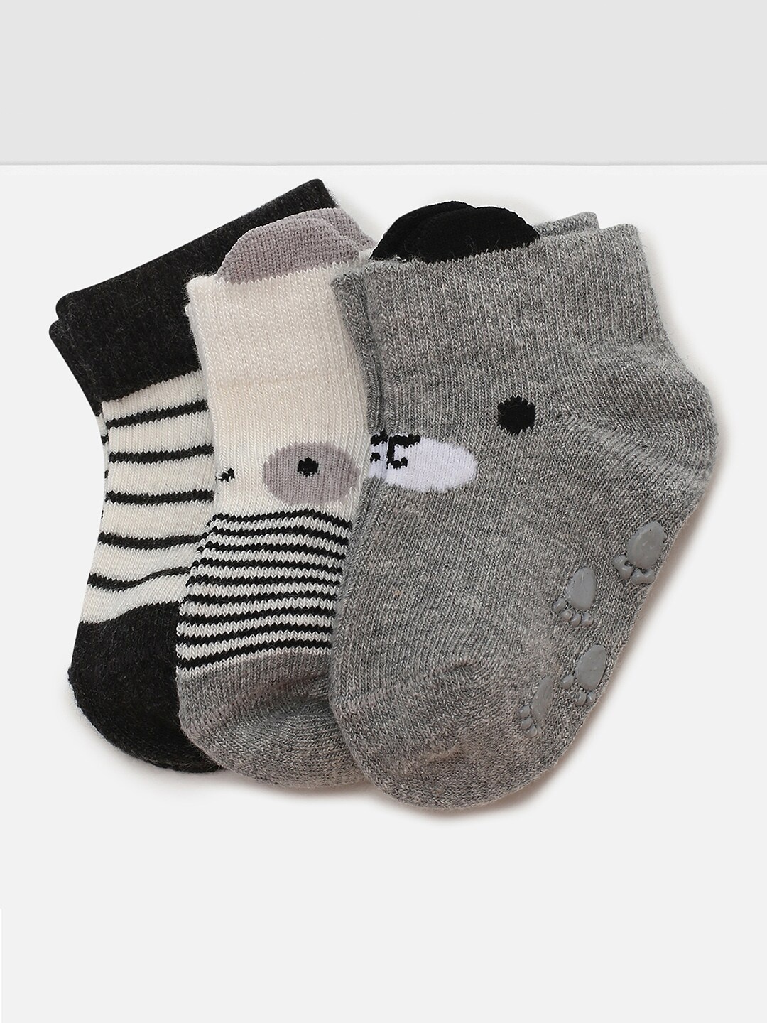 

max Infant Boys Pack Of 3 Patterned Ankle-Length Socks, Black
