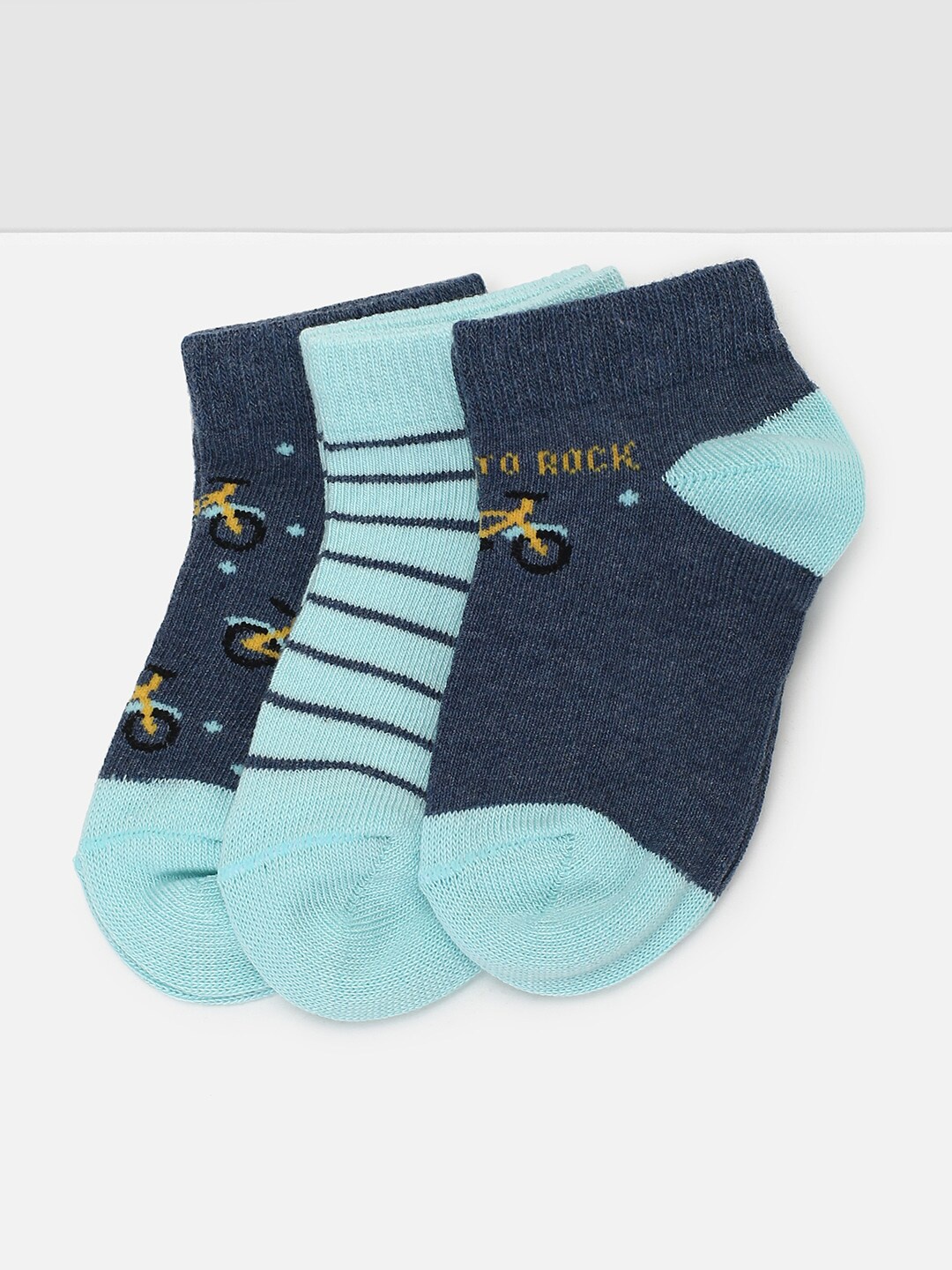 

max Boys Pack Of 3 Patterned Ankle-LengthSocks, Navy blue
