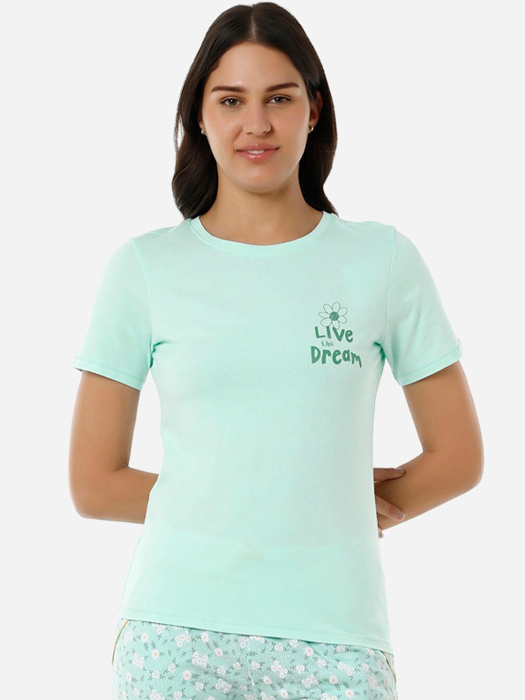 

Amante Printed Detail Relaxed Fit Lounge T-shirt, Blue