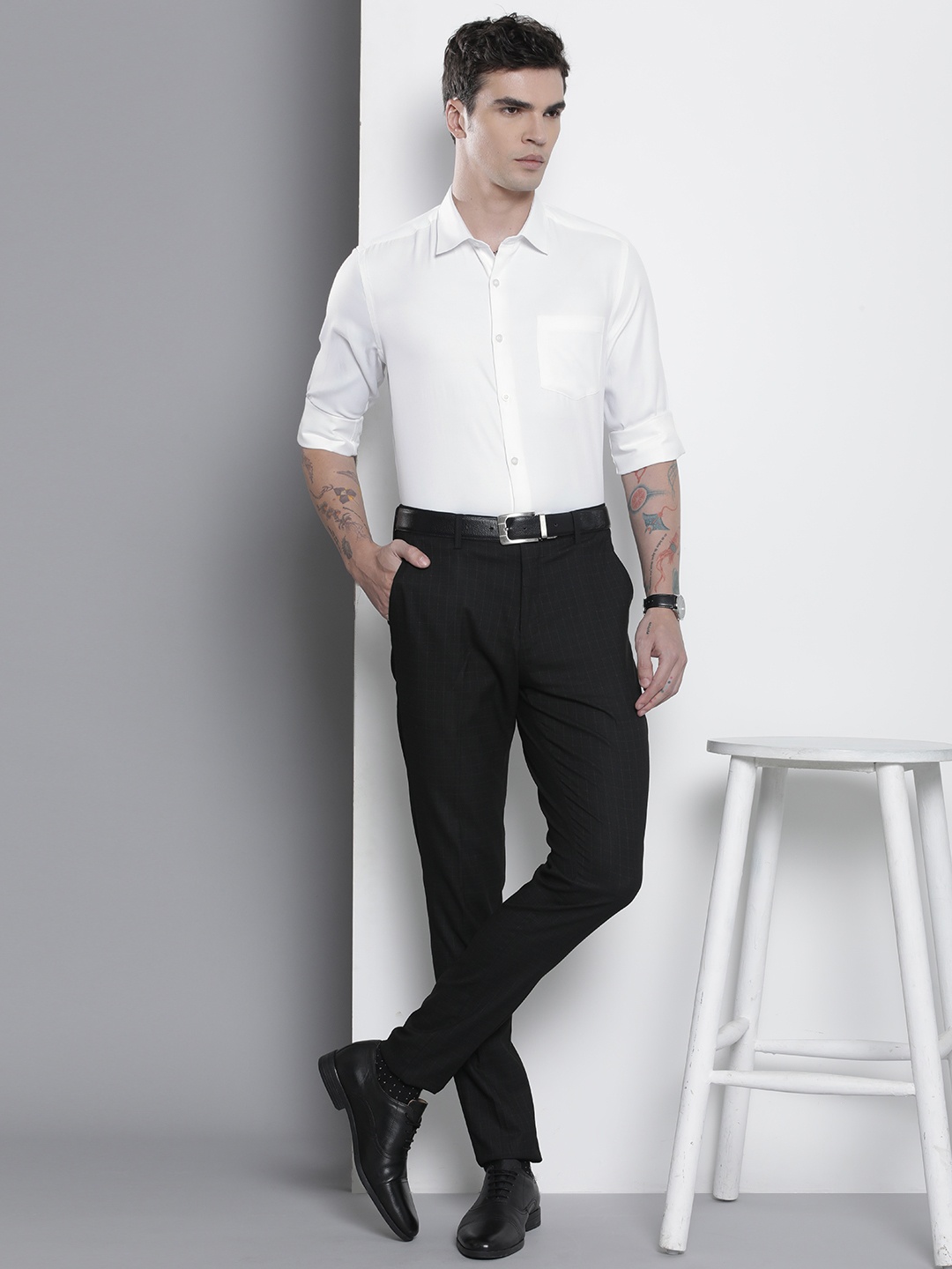 

The Indian Garage Co. X Luxe Men Slim Fit Opaque Formal Shirt, White