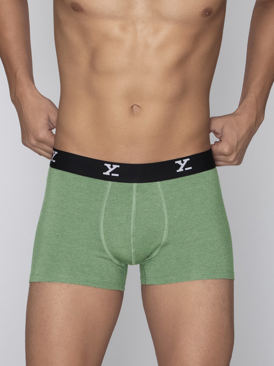 

XYXX Men Melange Ace IntelliFresh Super Combed Cotton Trunks, Olive