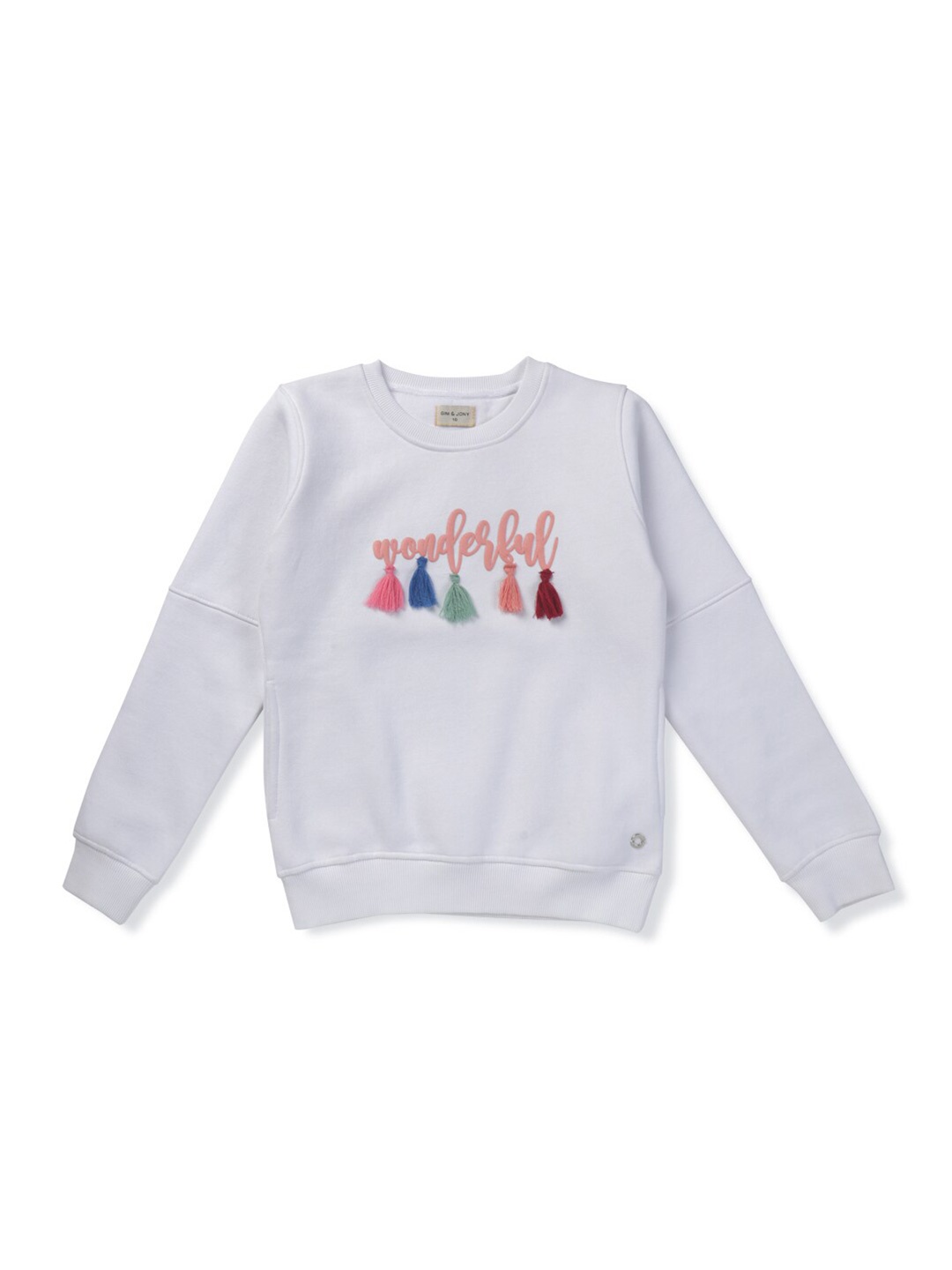 

Gini and Jony Girls Typography Printed Cotton Sweatshirt, White
