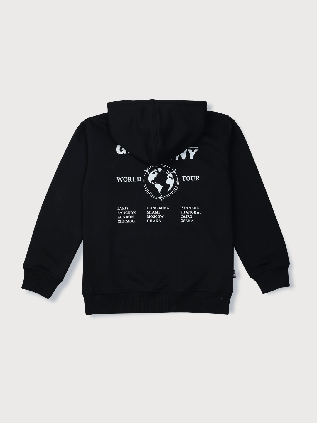 

Gini and Jony Boys Typography Printed Hooded Sweatshirt, Black