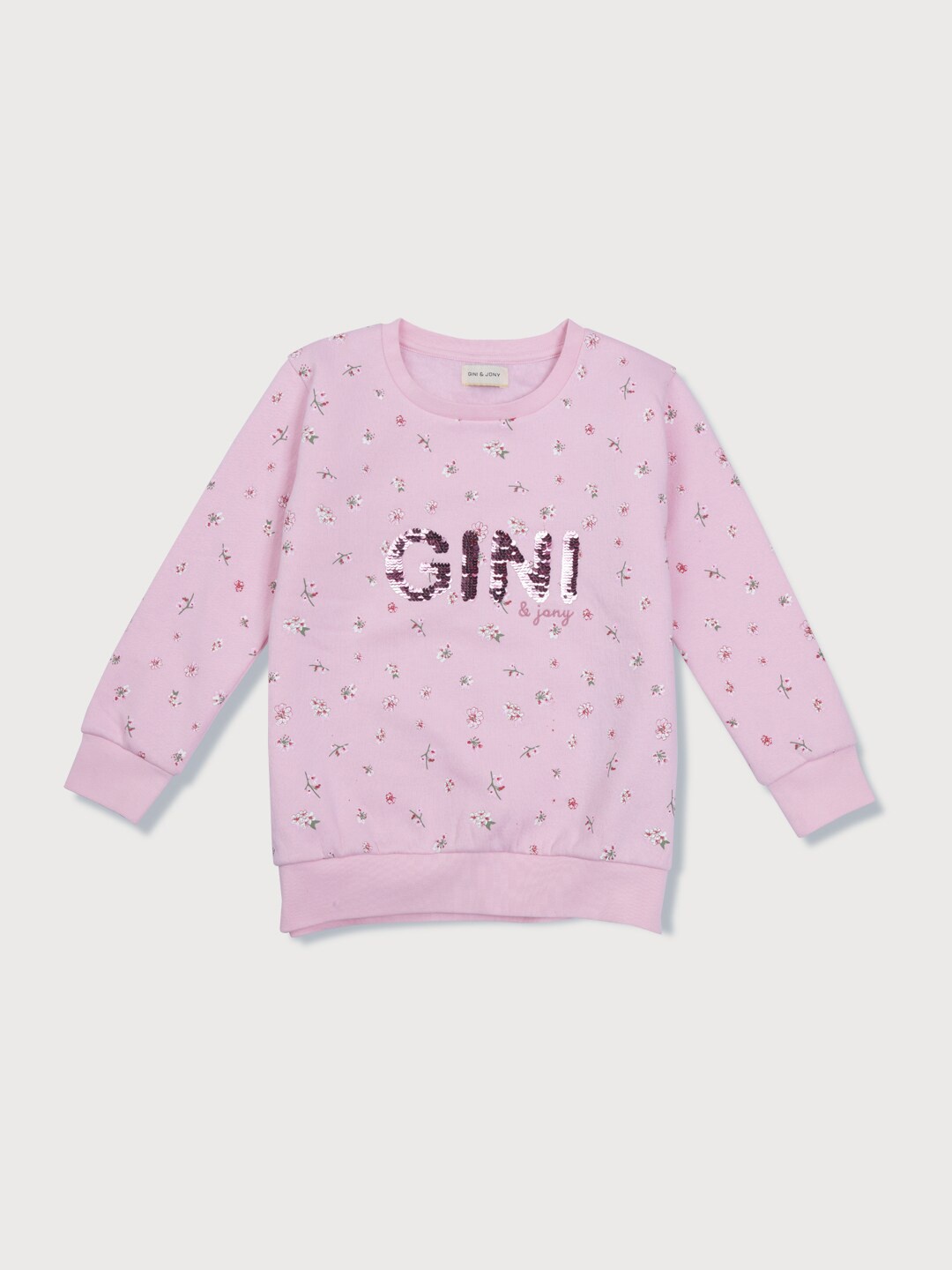 

Gini and Jony Infant Girls Floral Printed Fleece Sweatshirt, Pink