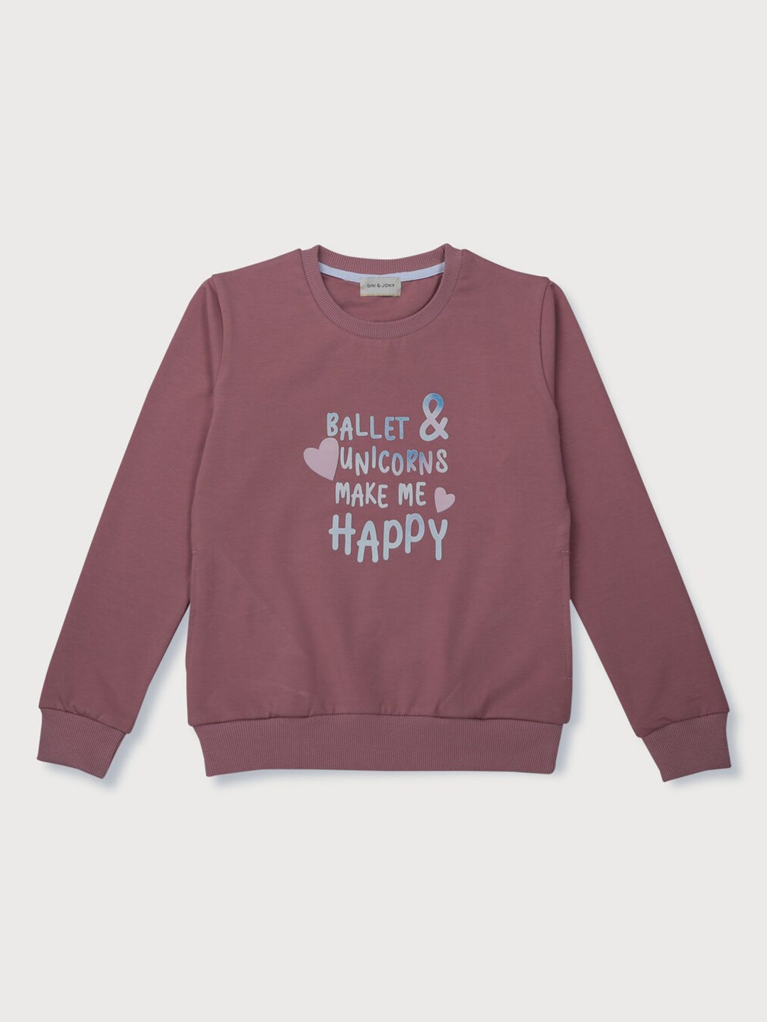 

Gini and Jony Girls Typography Printed Fleece Sweatshirt, Mauve