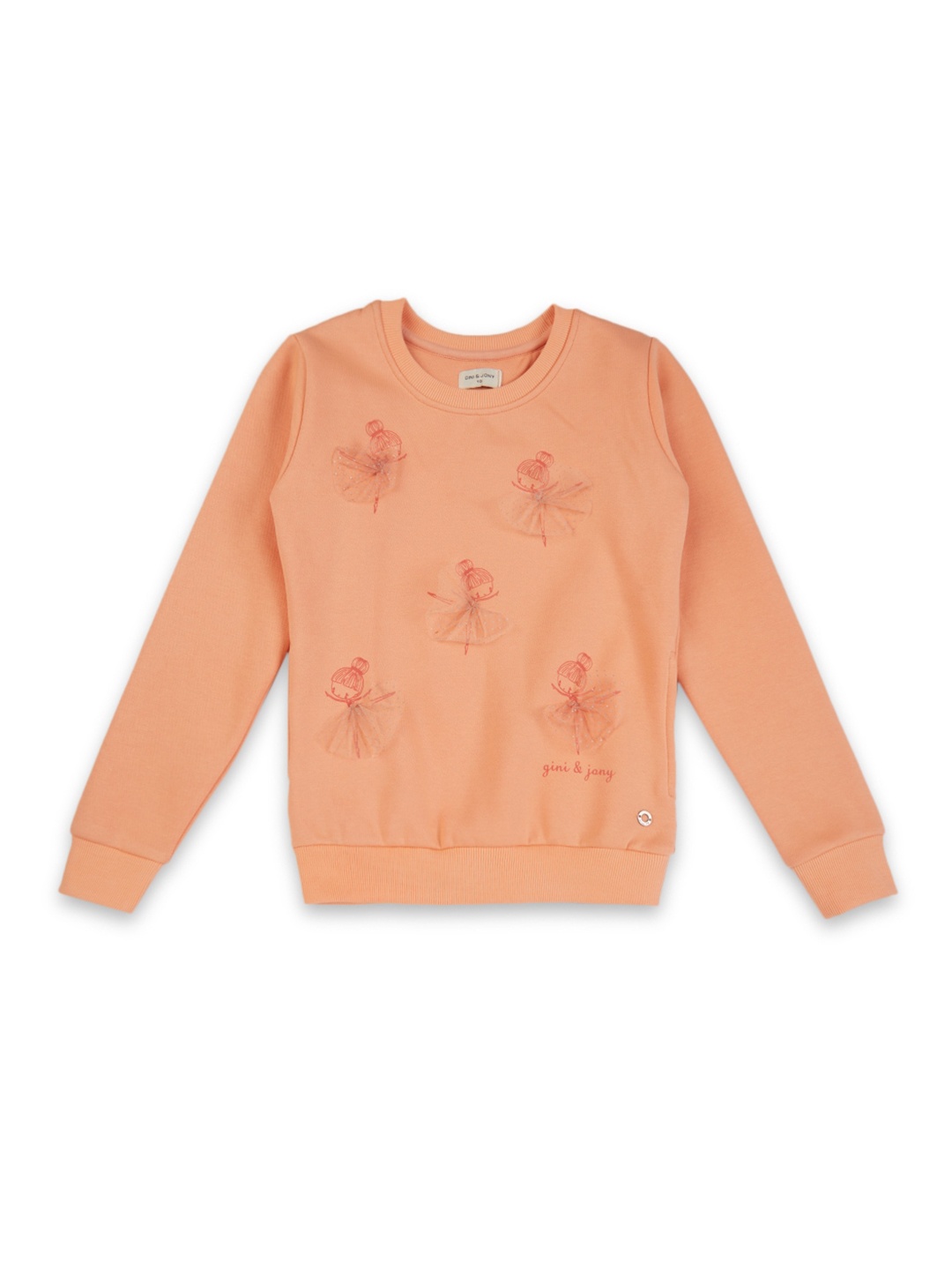 

Gini and Jony Girls Embroidered Fleece Sweatshirt, Peach