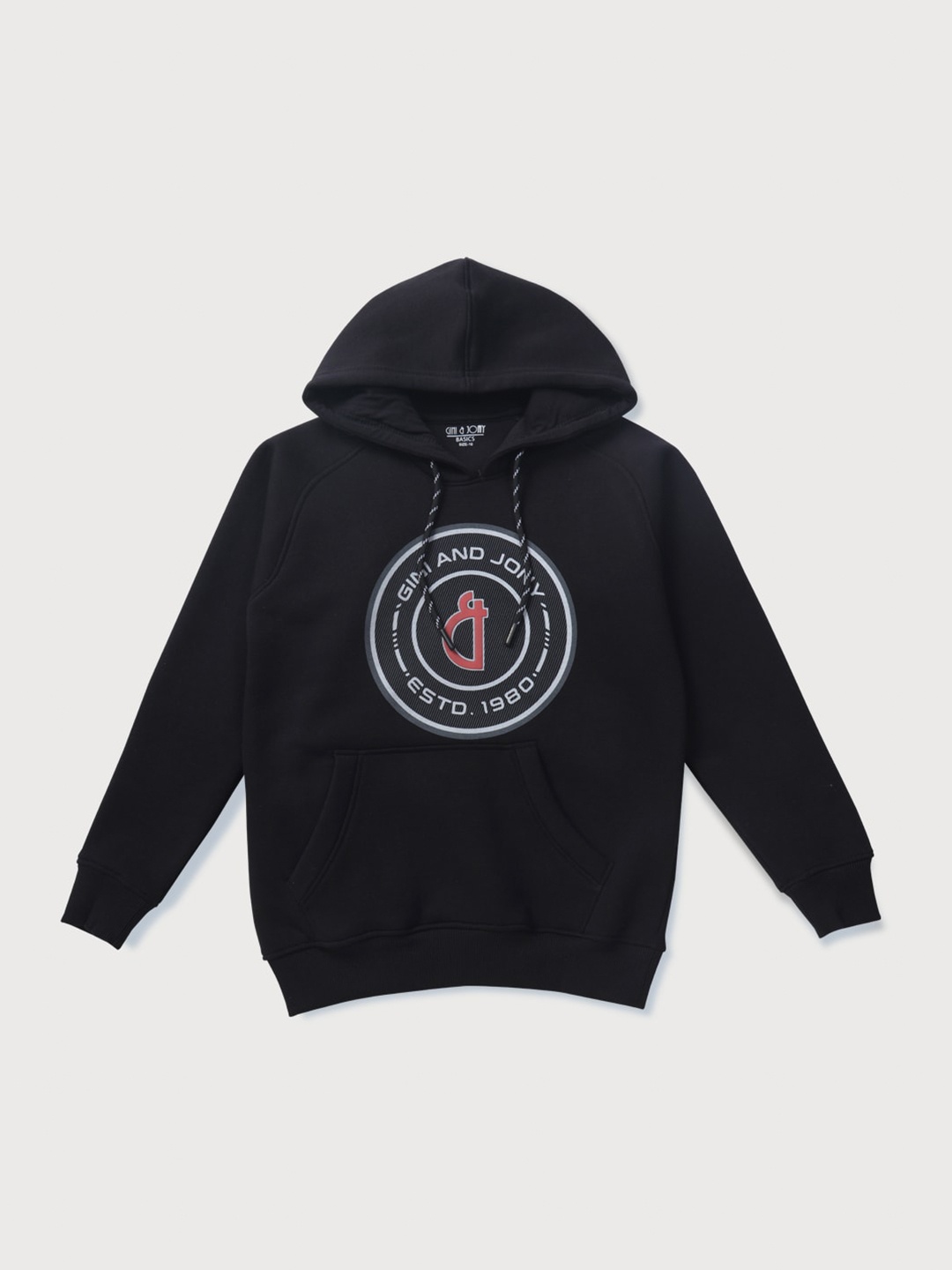 

Gini and Jony Boys Typography Printed Hooded Fleece Sweatshirt, Black