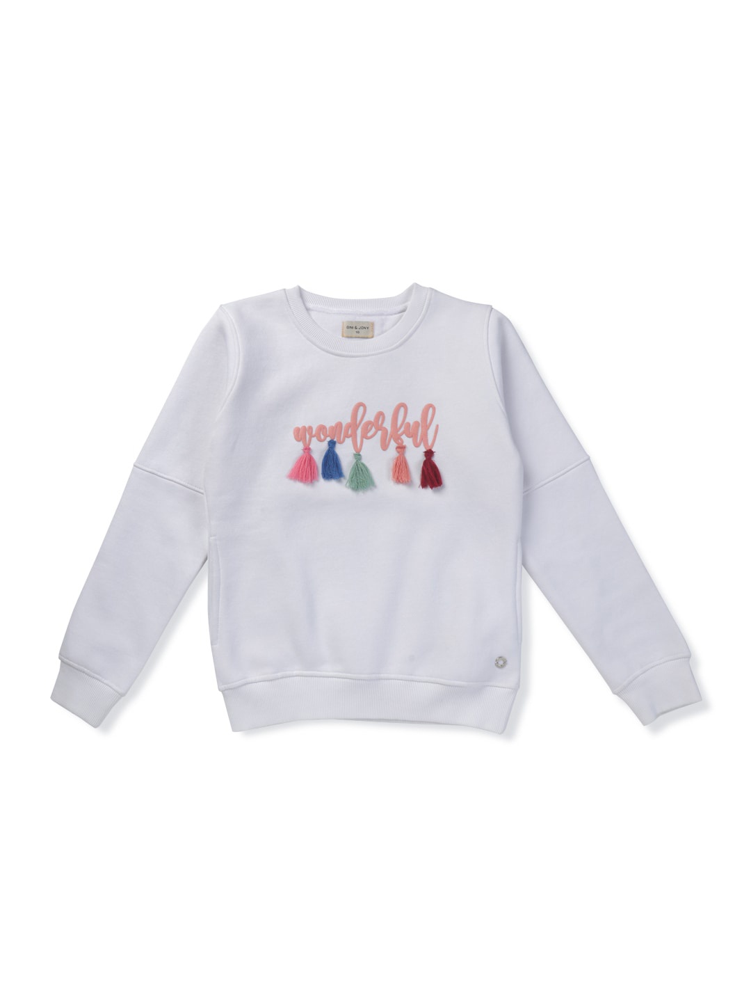 

Gini and Jony Infants Girls Typography Printed Cotton Sweatshirt, White