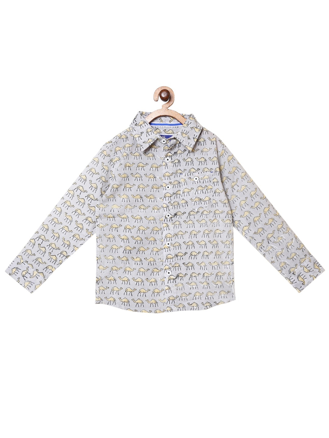 

612League Boys Classic Conversational Printed Casual Shirt, Grey