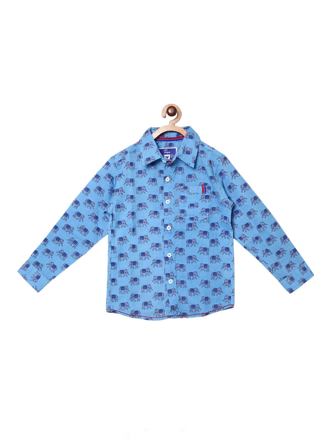 

612League Boys Classic Conversational Printed Casual Shirt, Blue