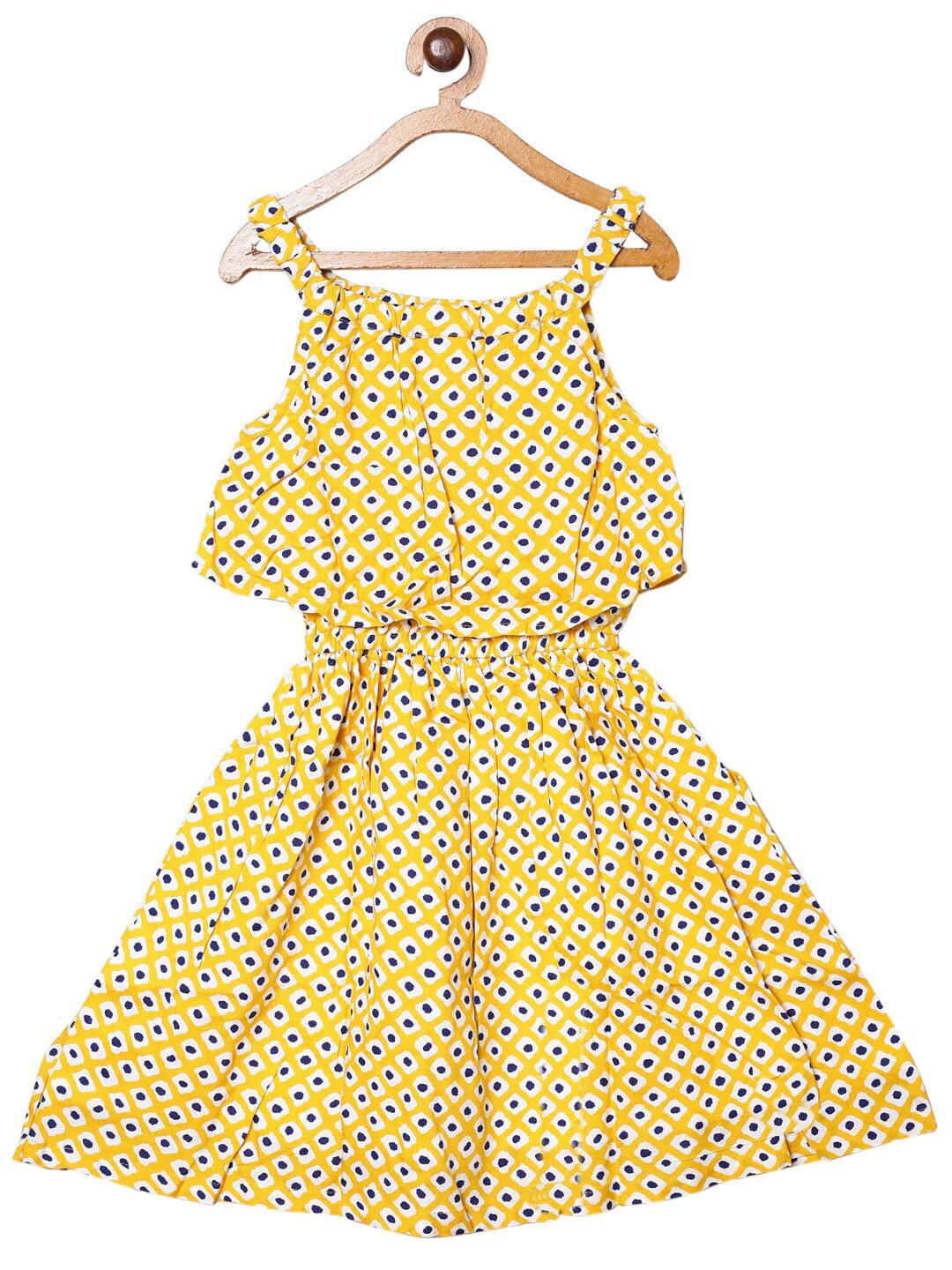 

612League Girls Polka Dot Print Fit & Flare Dress, Yellow