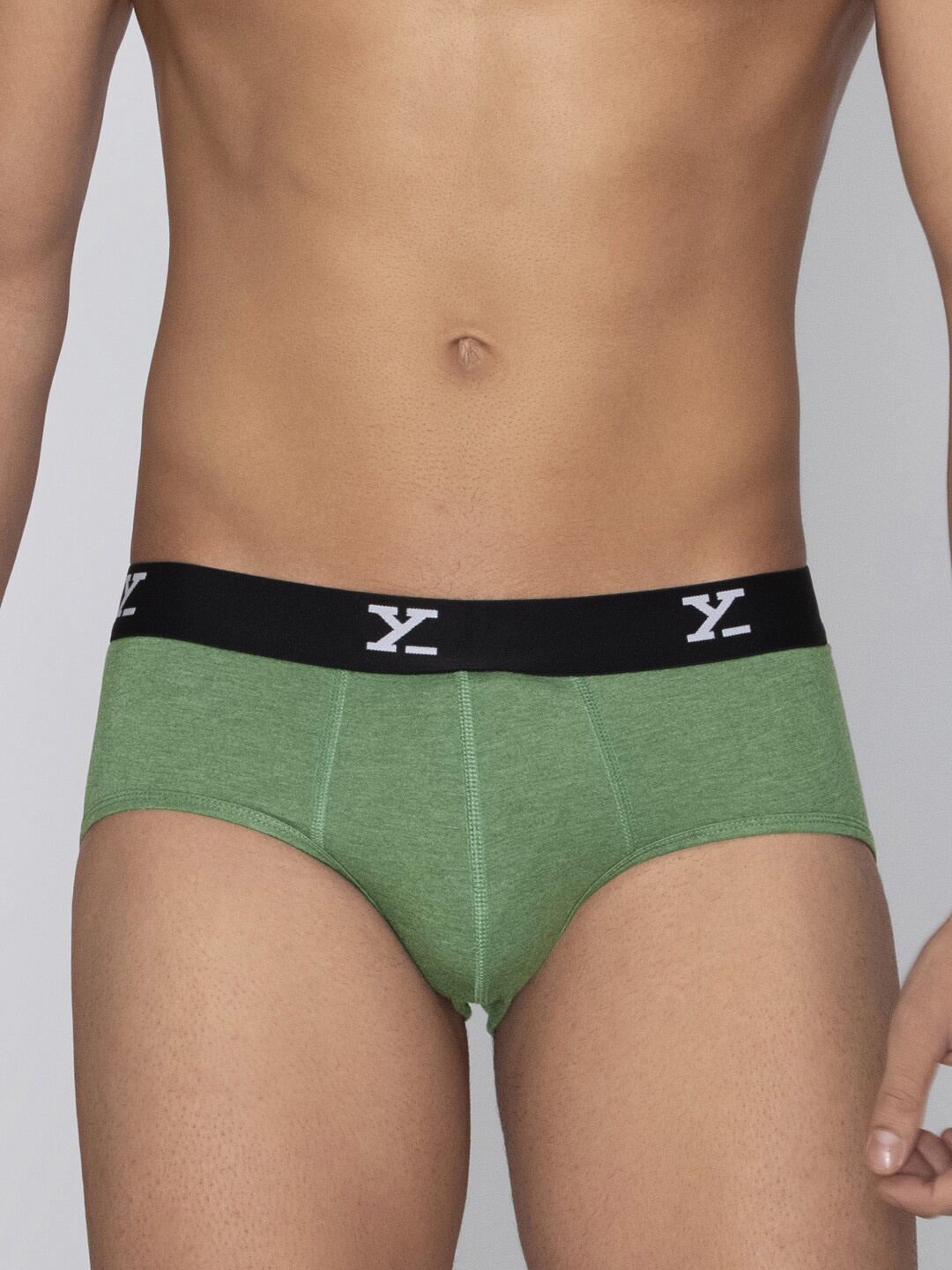 

XYXX Men Pack of 1 Melange Uno IntelliFresh Super Combed Cotton Briefs, Olive