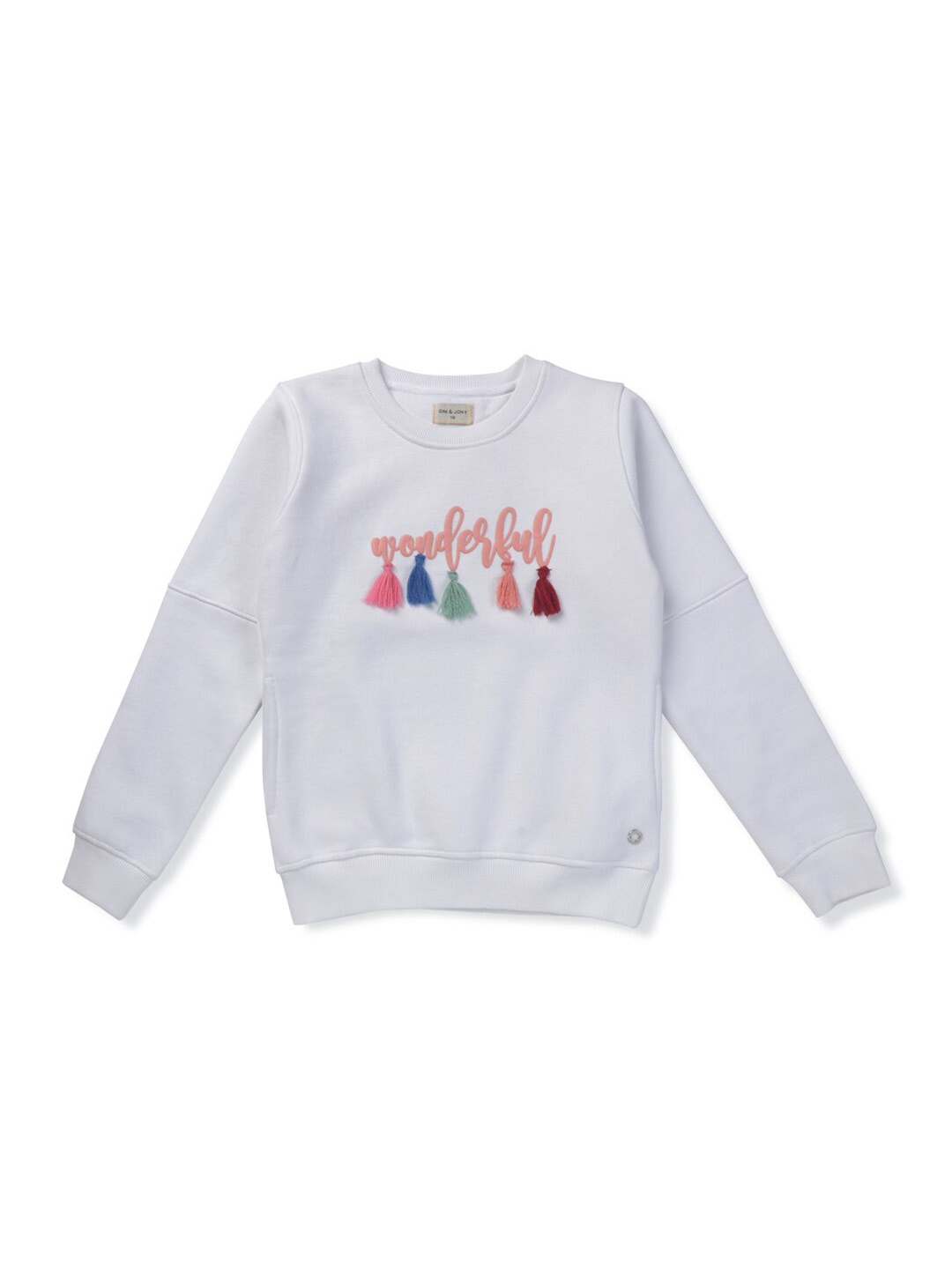 

Gini and Jony Infant Girls Typography Printed Cotton Sweatshirt, White