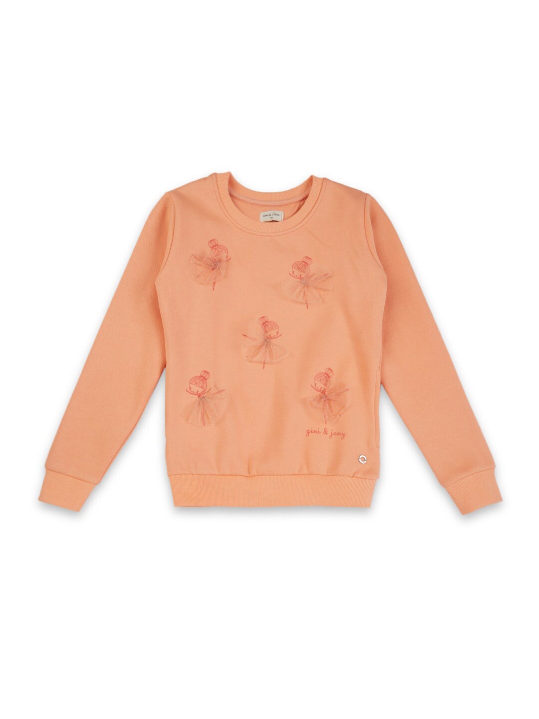 

Gini and Jony Girls Graphic Printed Fleece Sweatshirt, Peach