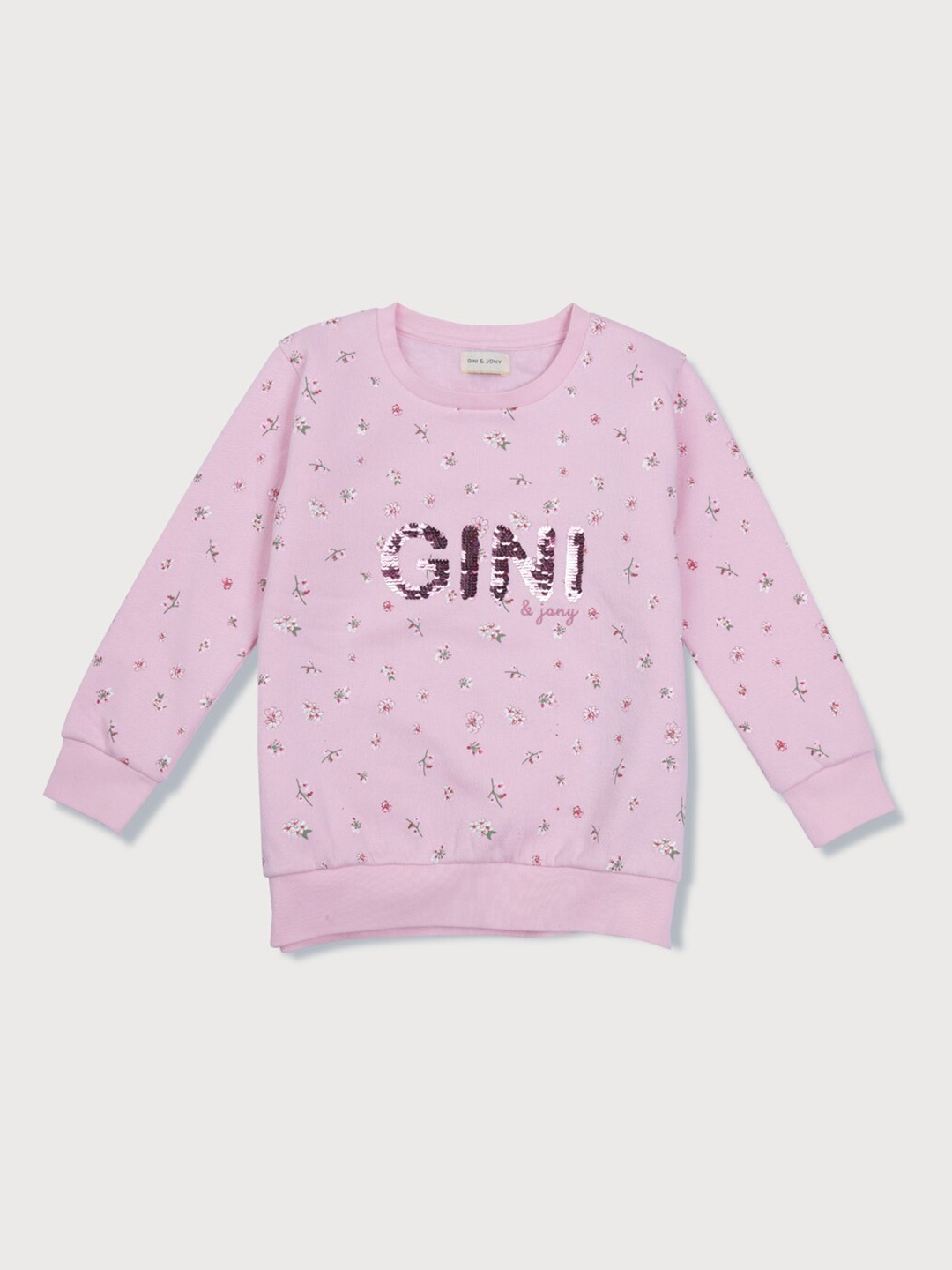 

Gini and Jony Infants Girls Floral Printed Fleece Sweatshirt, Pink