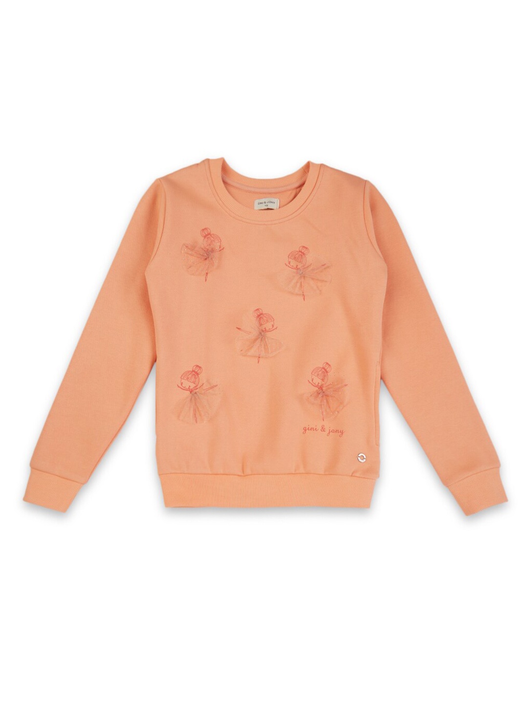 

Gini and Jony Infant Girls Graphic Printed Fleece Sweatshirt, Peach