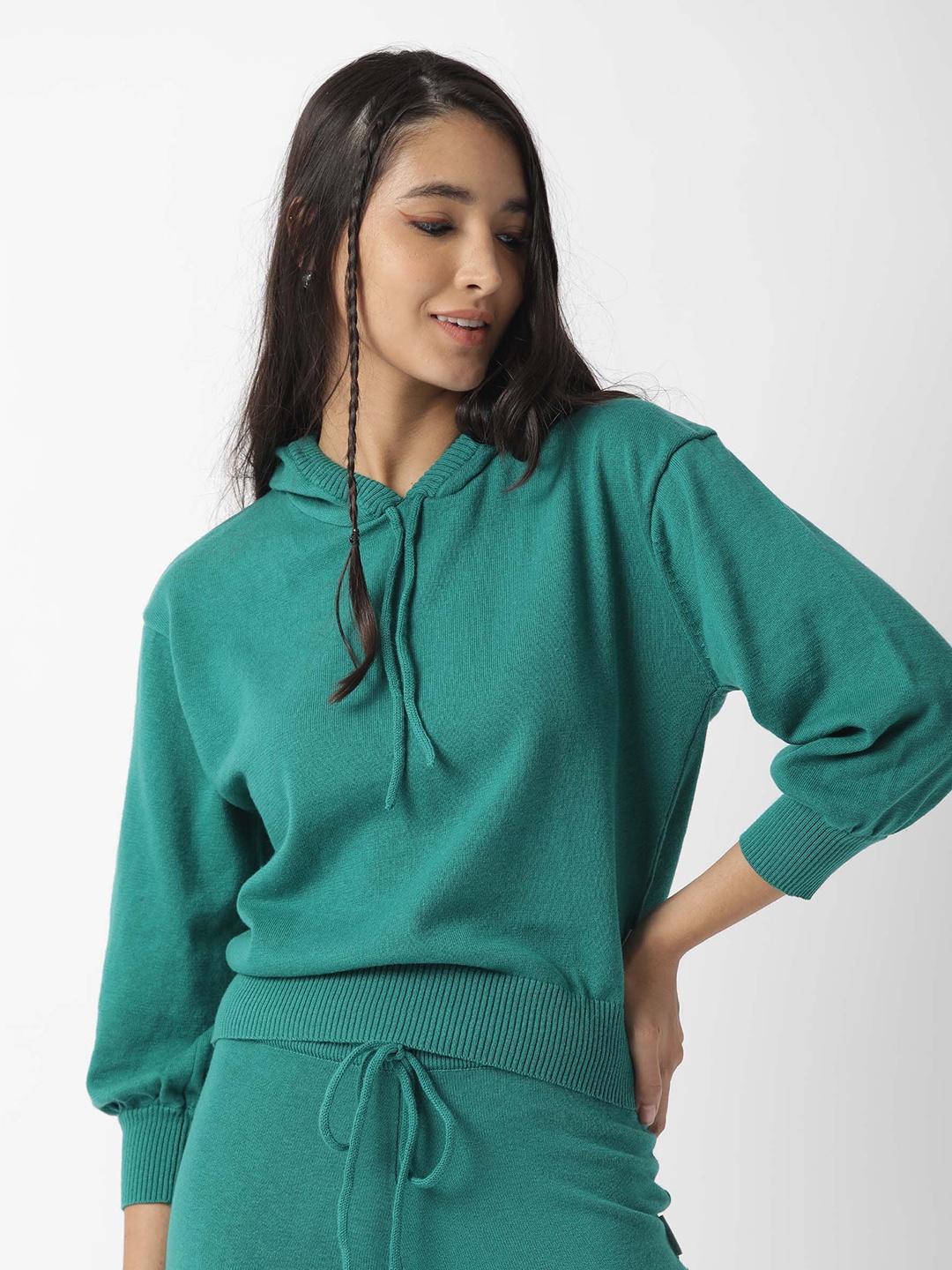 

RAREISM Hooded Cotton Pullover, Green