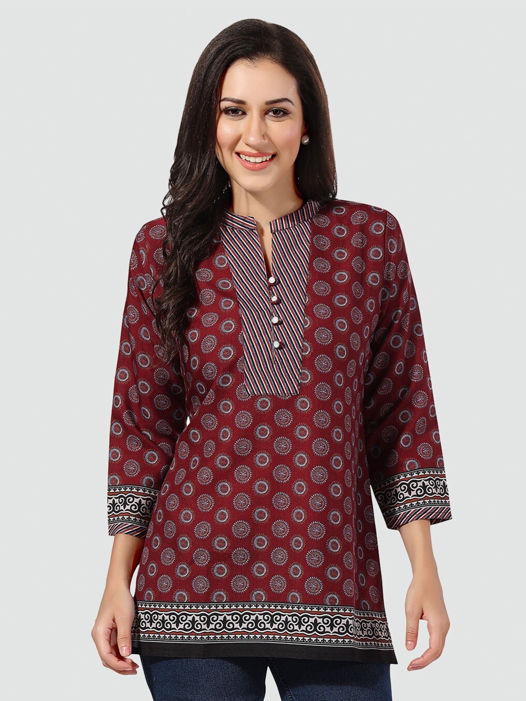 

Saree Swarg Ethnic Motifs Printed Kurti, Maroon