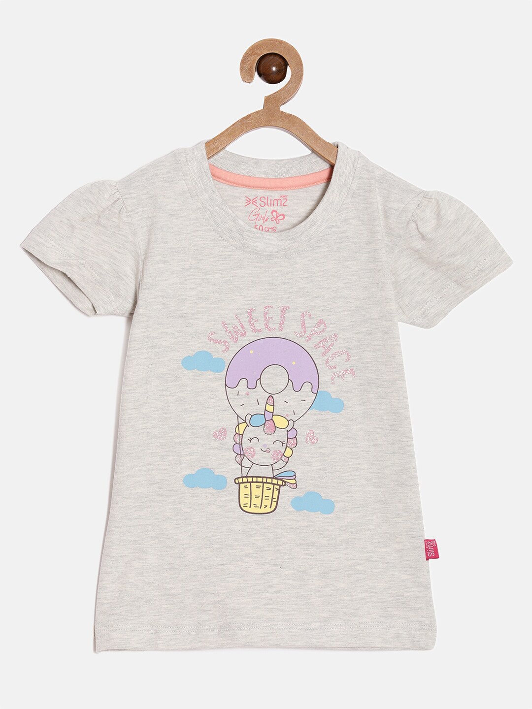 

DIXCY SCOTT Slimz Graphic Printed Cotton Top, Grey