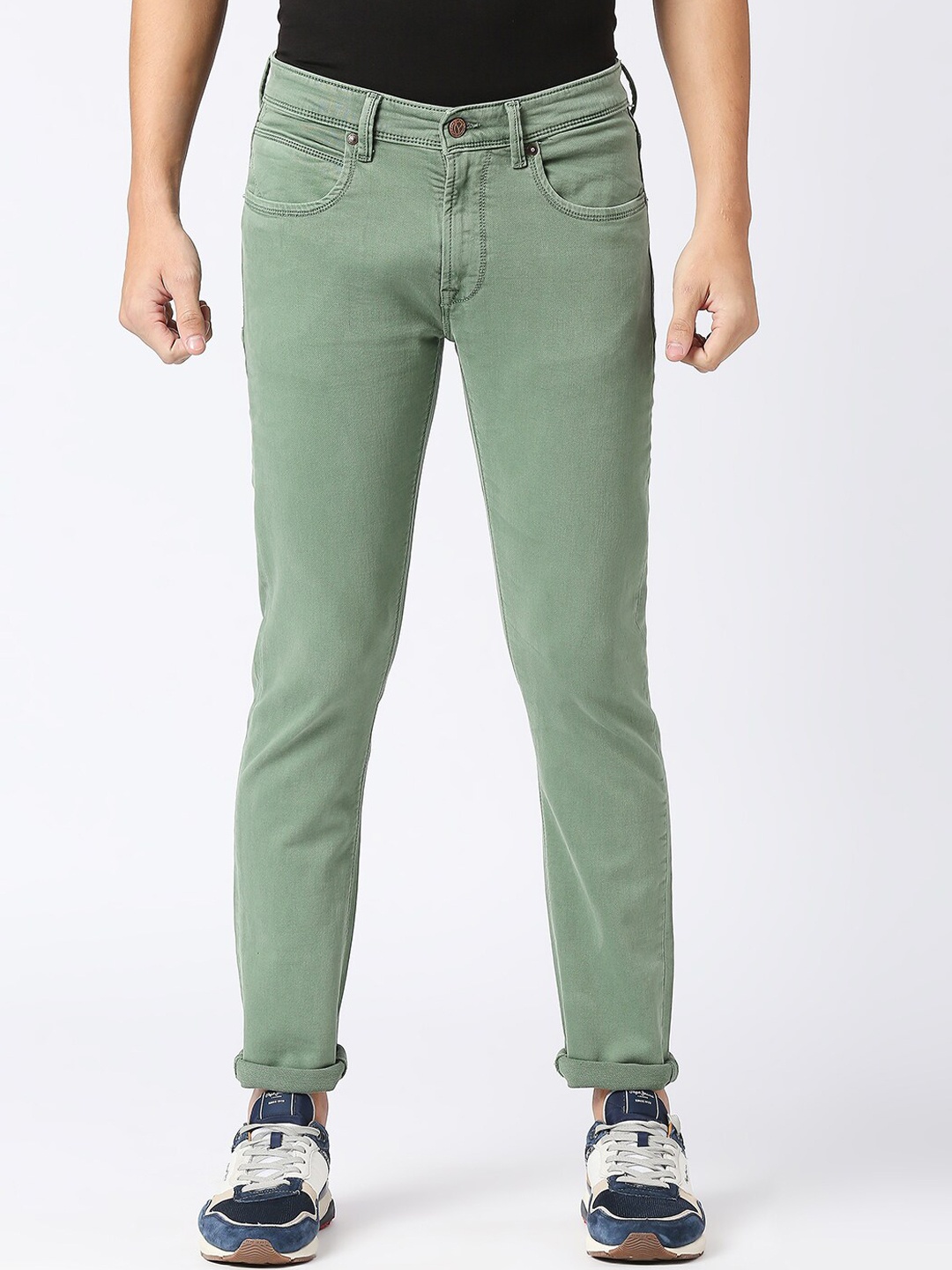 

Pepe Jeans Men Tapered Fit Low-Rise Cotton Jeans, Green