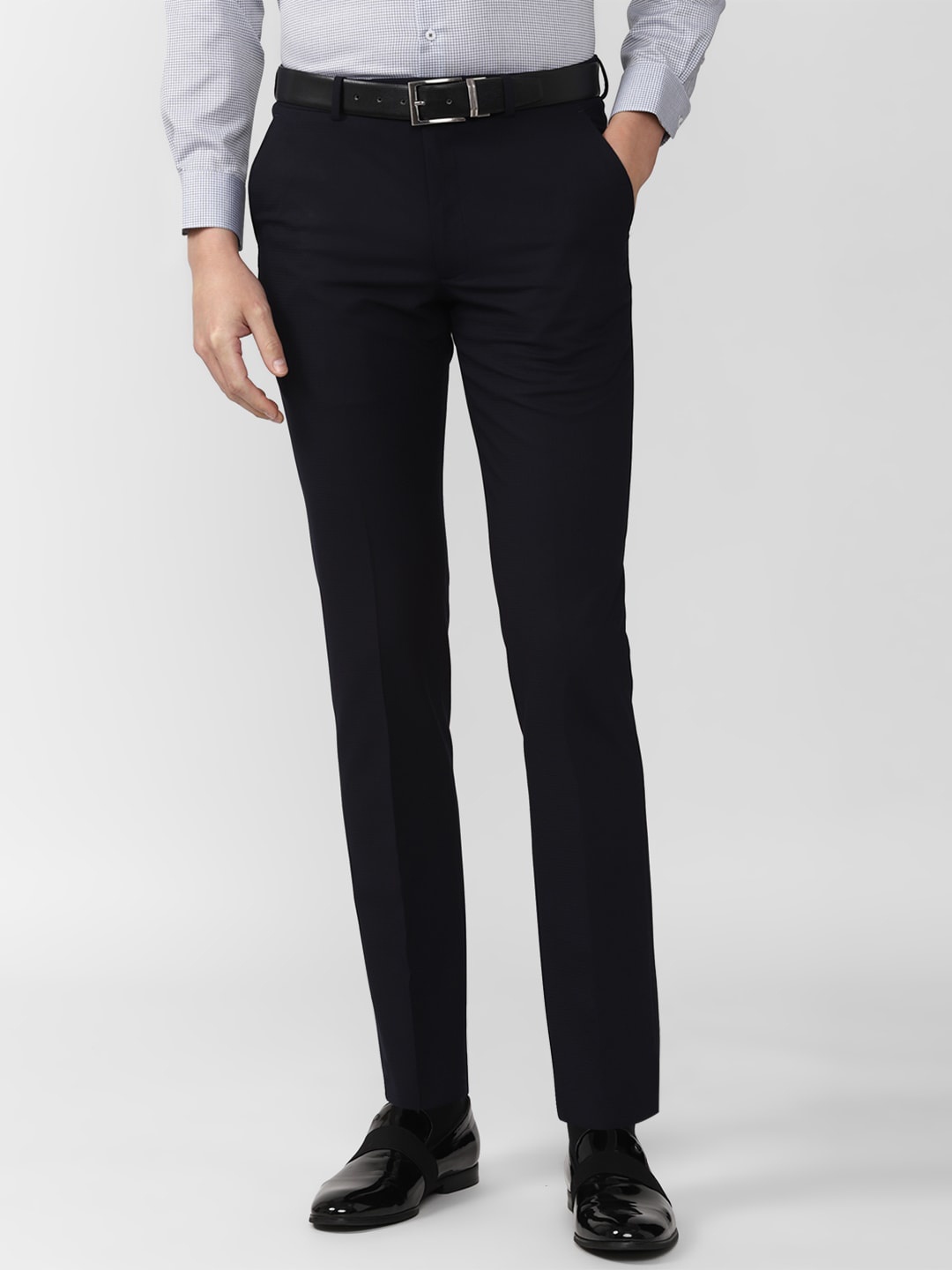 

Van Heusen Men Mid-Rise Slim Fit Formal Trousers, Black