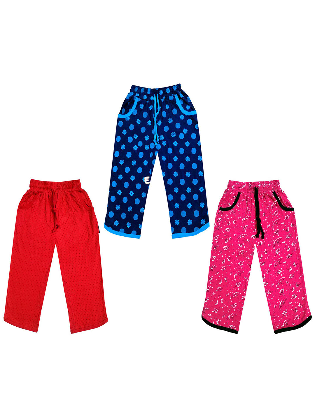 

IndiWeaves Girls Pack of 3 Printed Pure Cotton Capris, Red