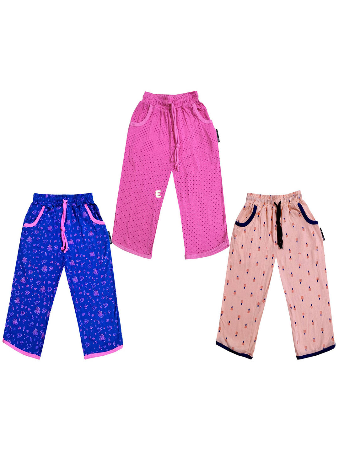 

IndiWeaves Girls Pack of 3 Printed Pure Cotton Capris, Pink