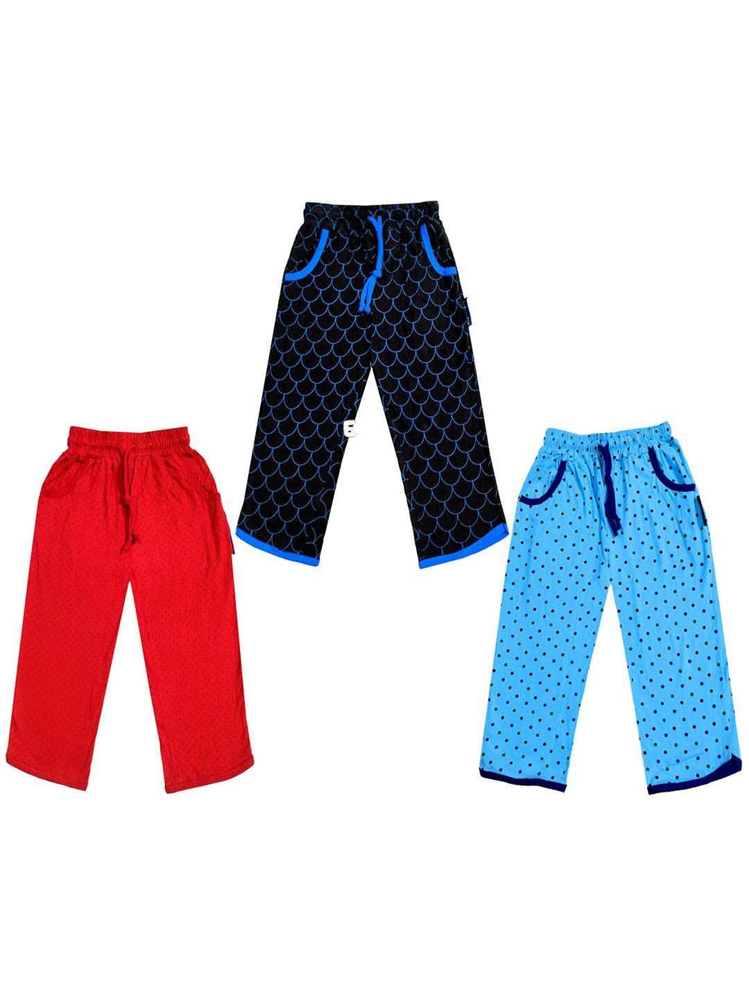 

IndiWeaves Girls Pack of 3 Printed Pure Cotton Capris, Red
