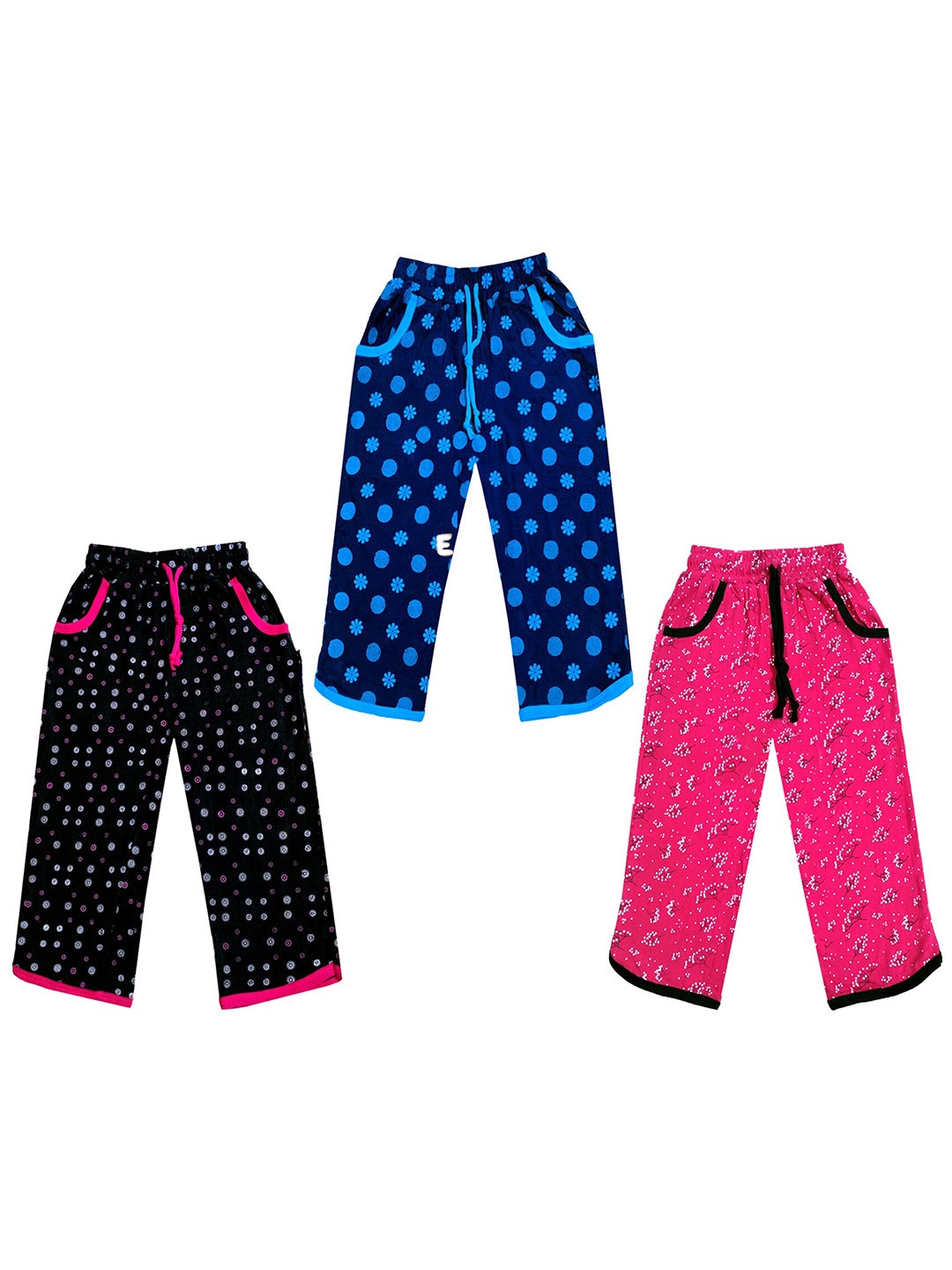 

IndiWeaves Girls Pack of 3 Printed Pure Cotton Capris, Blue