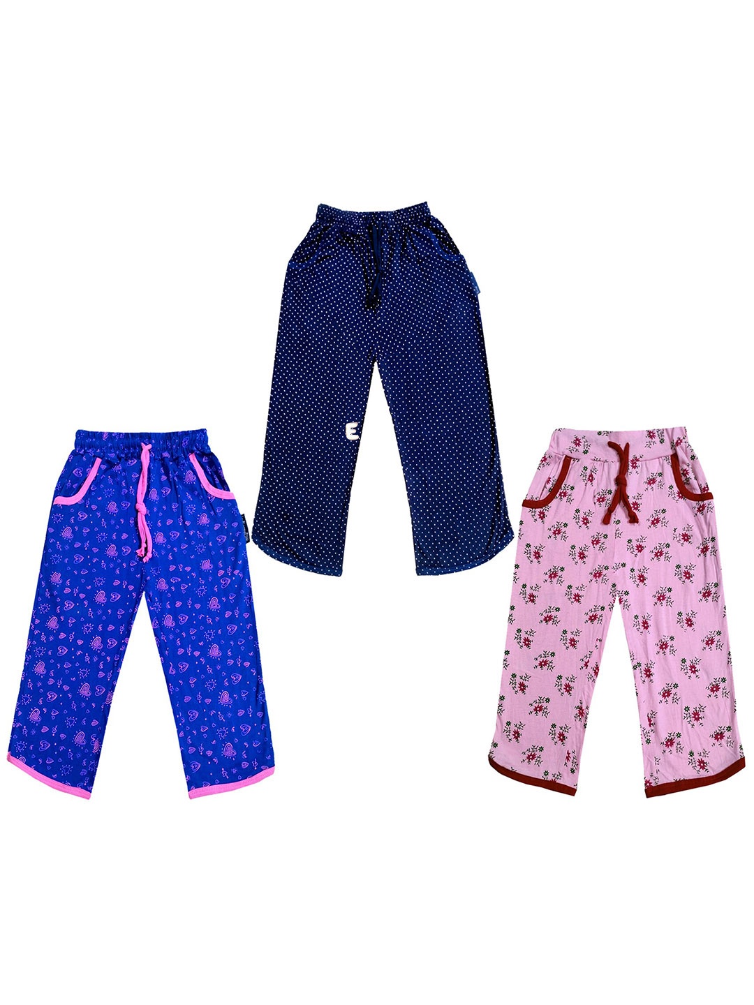 

IndiWeaves Girls Pack of 3 Printed Pure Cotton Capris, Blue