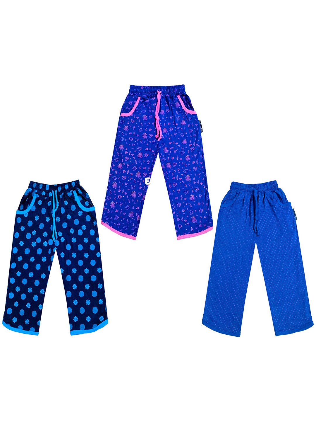 

IndiWeaves Girls Pack of 3 Printed Pure Cotton Capris, Blue