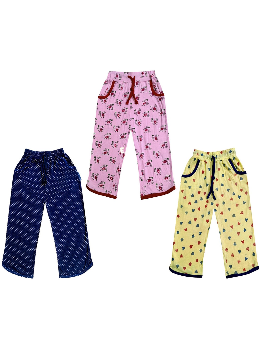 

IndiWeaves Girls Pack of 3 Printed Pure Cotton Capris, Pink