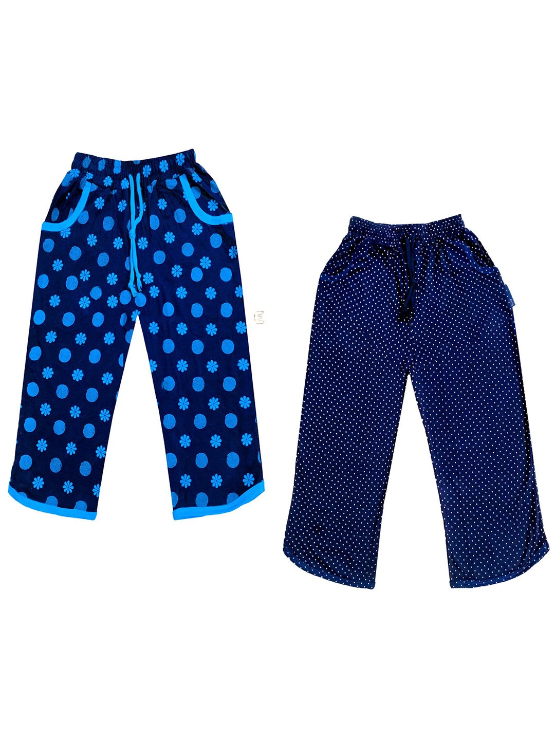 

IndiWeaves Girls Pack of 2 Printed Pure Cotton Capris, Navy blue