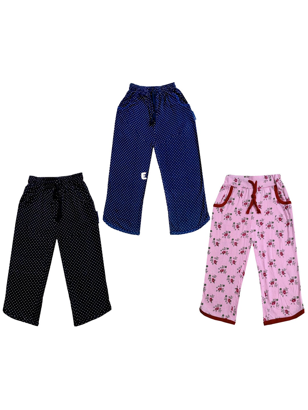 

IndiWeaves Girls Pack of 3 Printed Pure Cotton Capris, Blue