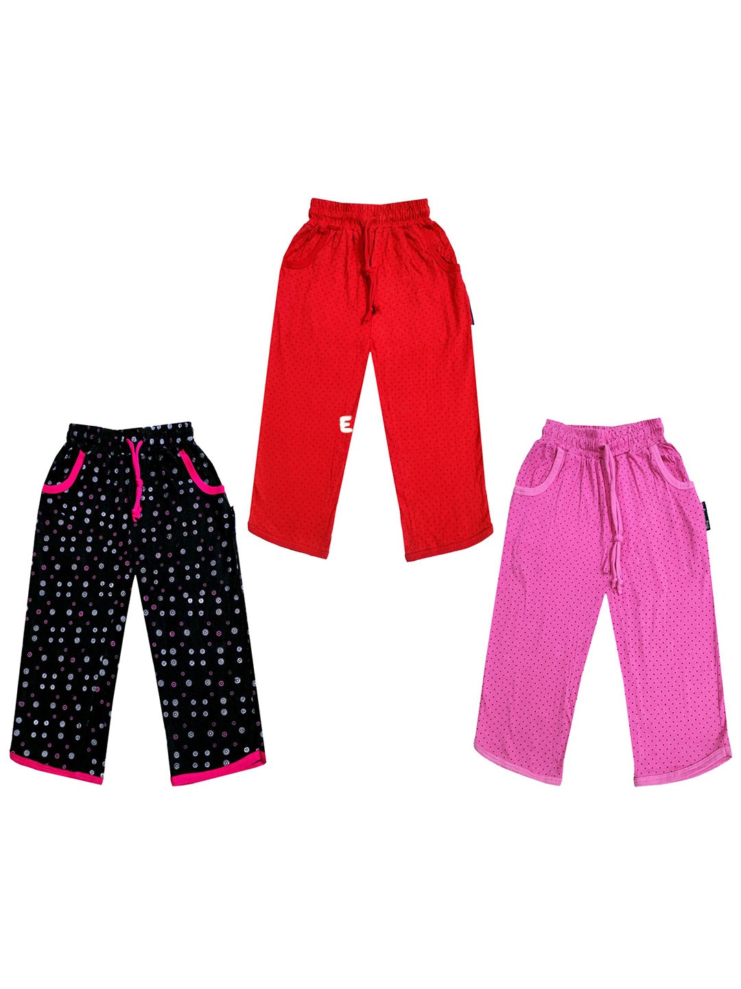

IndiWeaves Girls Pack of 3 Printed Pure Cotton Capris, Red