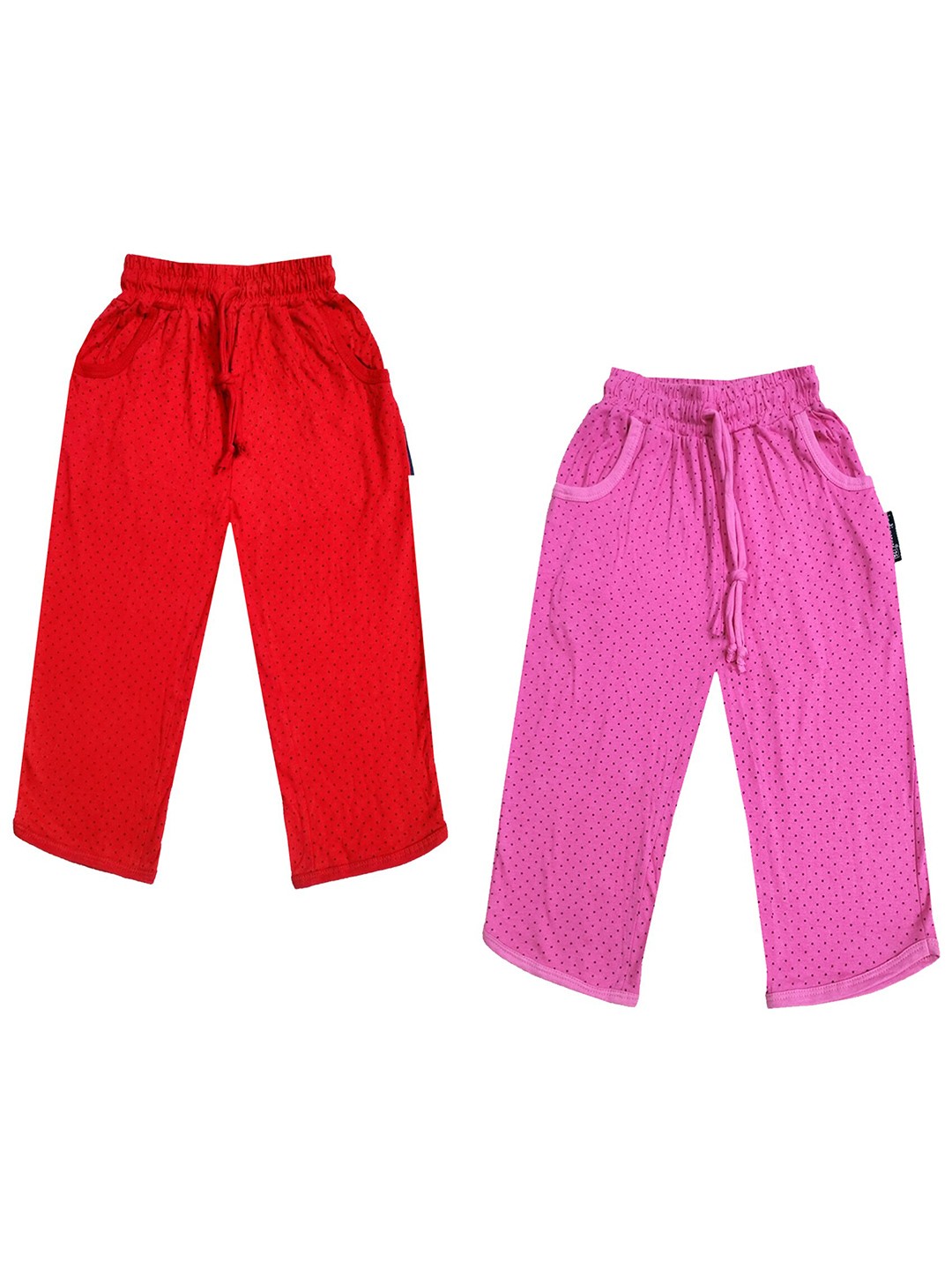 

IndiWeaves Girls Pack of 2 Mid-Rise Cotton Printed Capris, Red