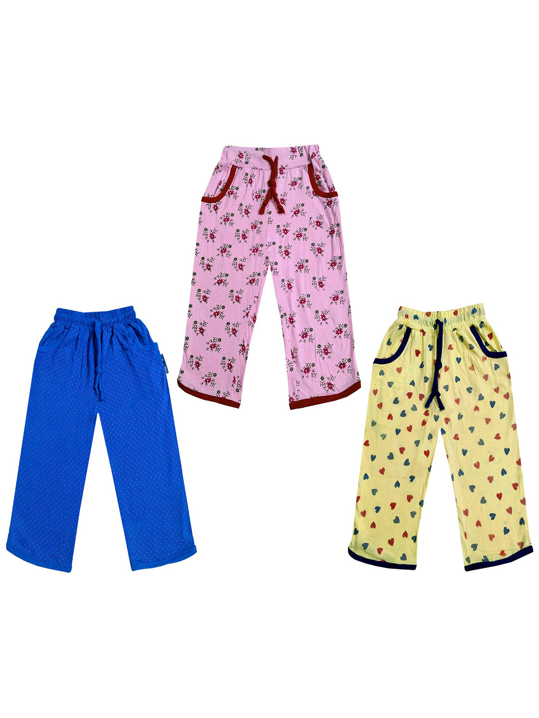 

IndiWeaves Girls Pack of 3 Mid-Rise Cotton Printed Capris, Yellow