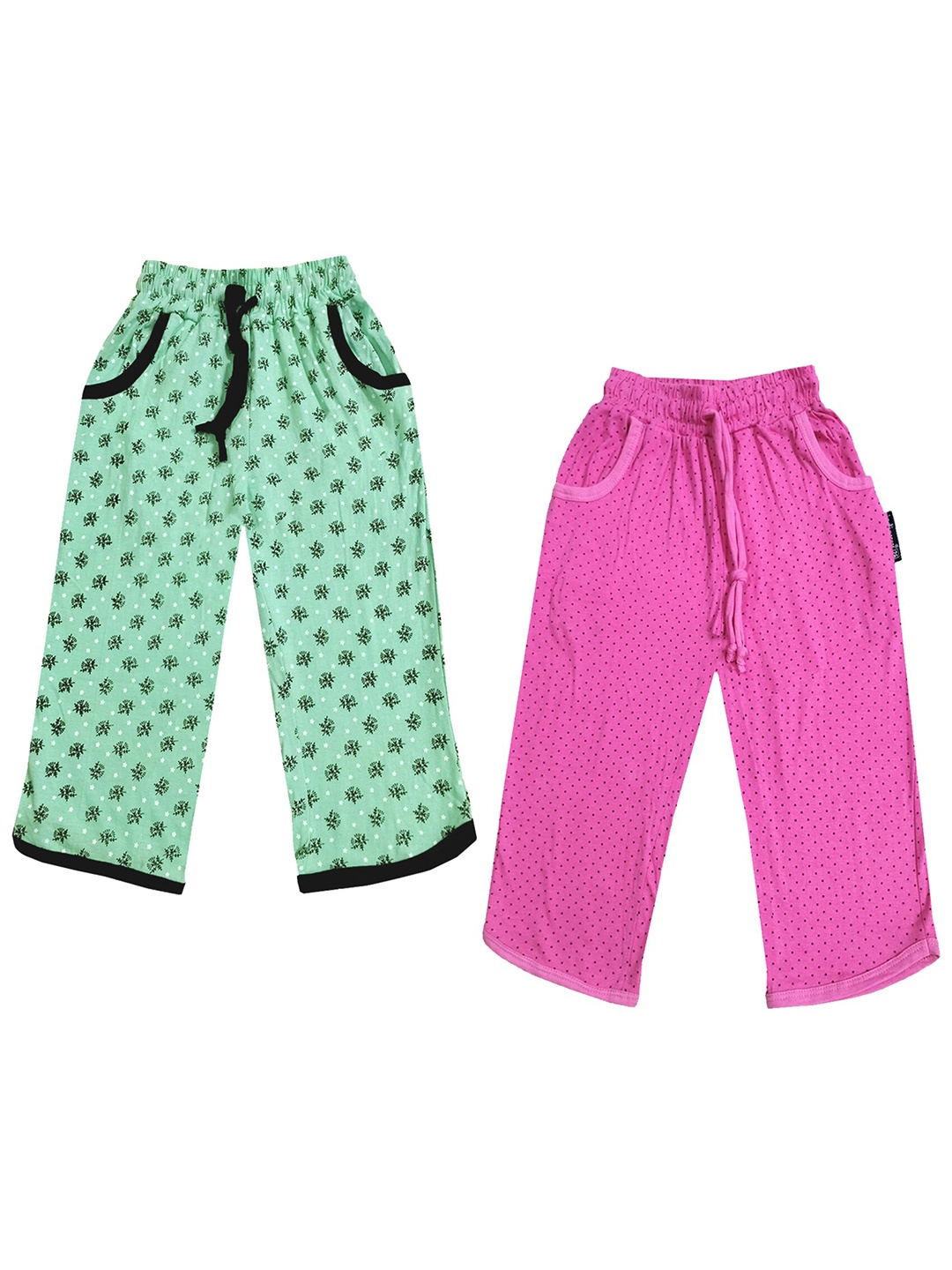 

IndiWeaves Girls Pack of 2 Mid-Rise Cotton Printed Capris, Pink