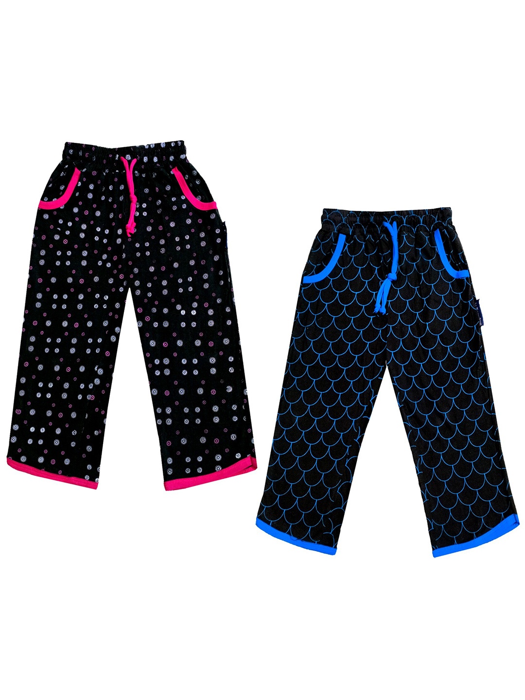 

IndiWeaves Girls Pack of 2 Mid-Rise Cotton Printed Capris, Black