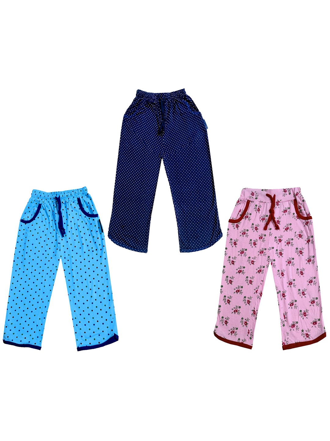 

IndiWeaves Girls Pack of 3 Mid-Rise Cotton Printed Capris, Pink